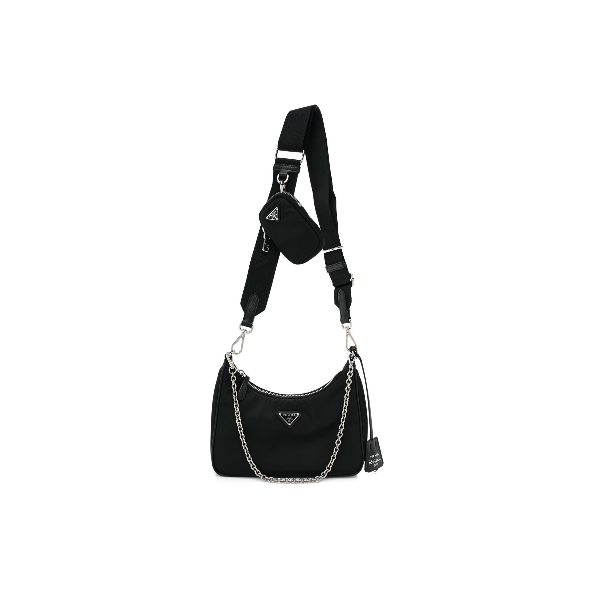 Pra*a nylon re-edition 2005 shoulder bag black (22*16*6cm)
