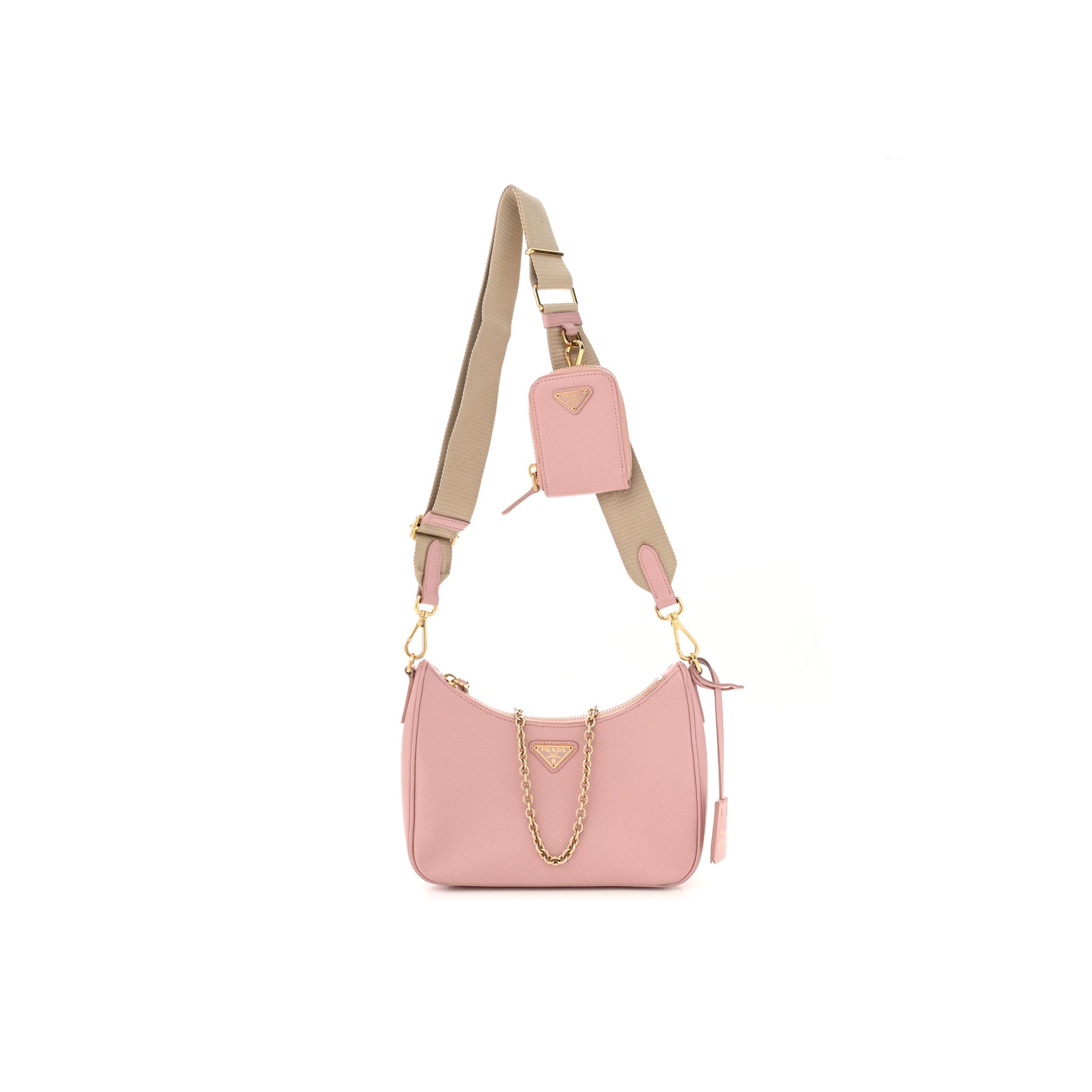 Pra*a saffiano re-edition 2005 shoulder bag alabastro (22*17*6cm)