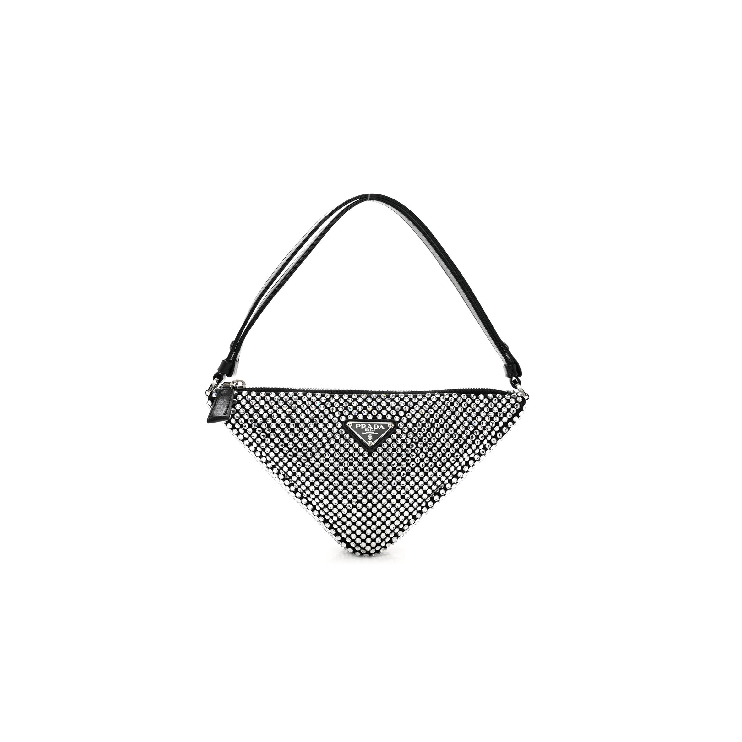 Pra*a satin crystal triangle pouch cristal (26*15*6m)