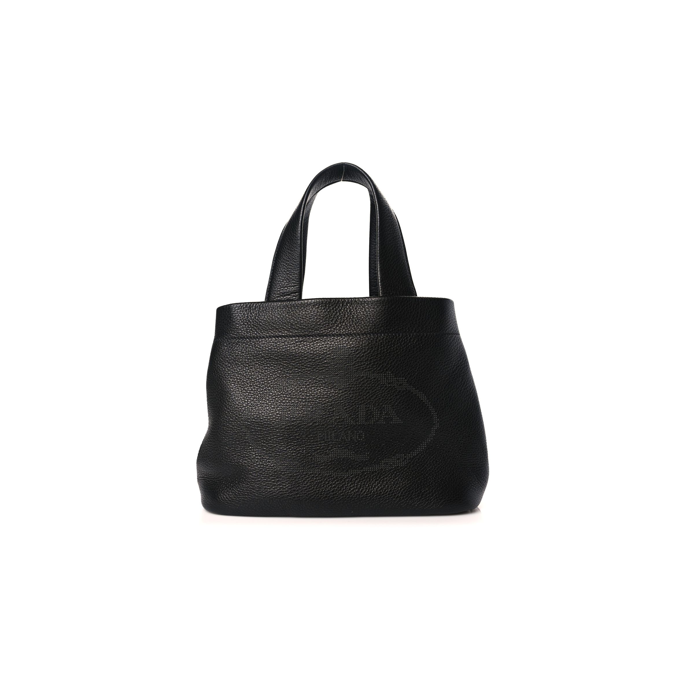 Pra*a vitello daino soft perforated logo tote black (30*20*13cm)