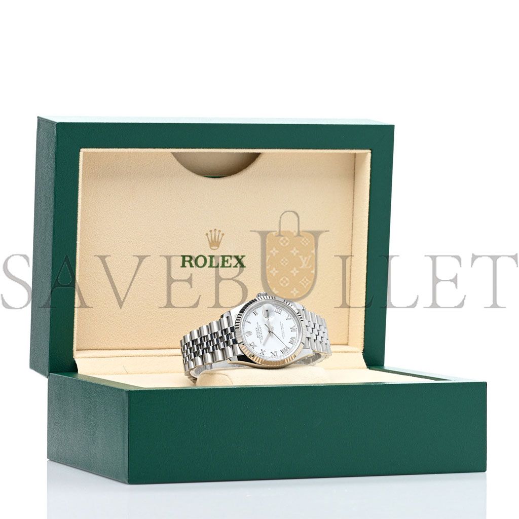 R*l*x stainless steel 18k white gold 36mm oyster perpetual datejust watch white roman 126234