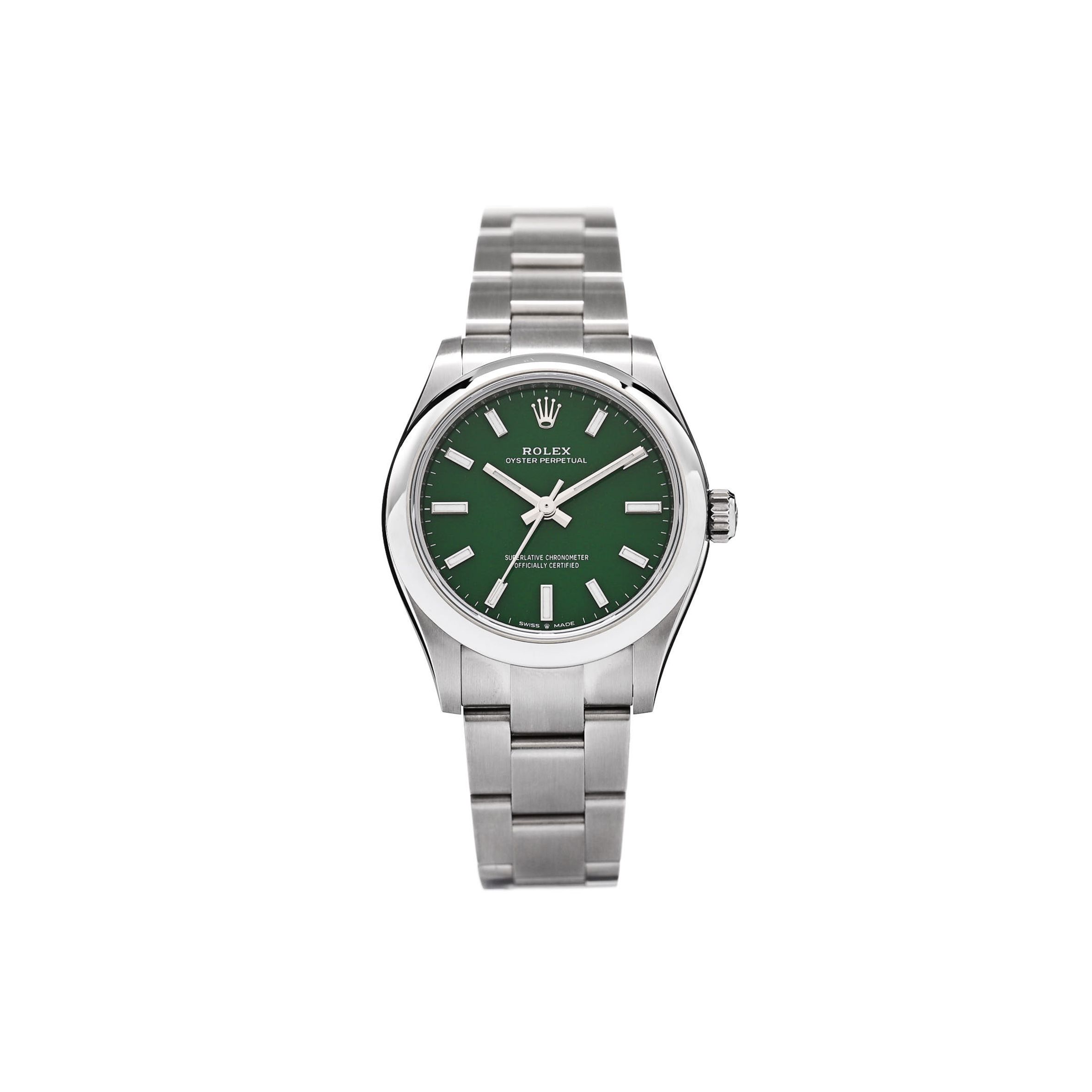R*l*x stainless steel 31mm oyster perpetual watch green 277200