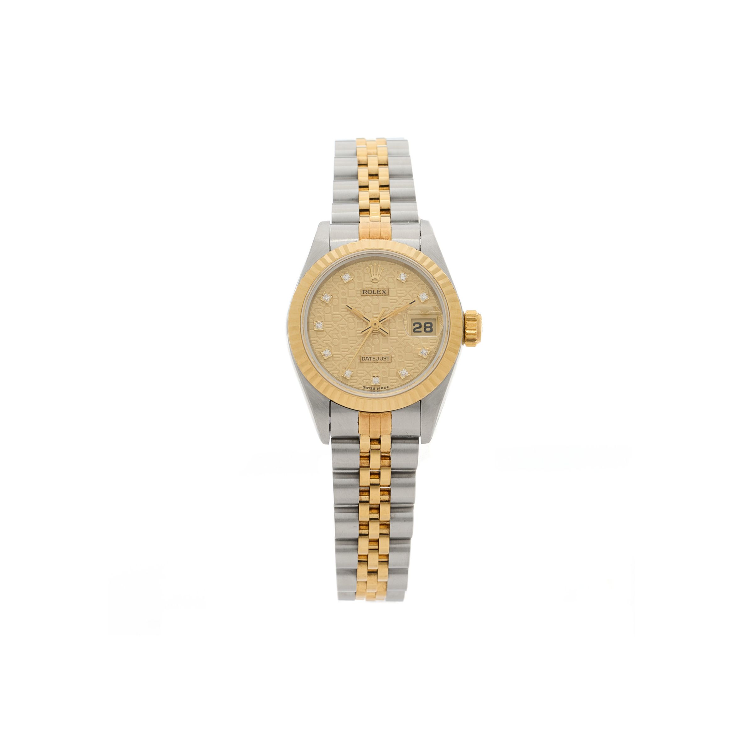 r*l*x stainless steel 18k yellow gold Di*m*nd 26mm oyster perpetual datejust watch champagne jubilee 69173
