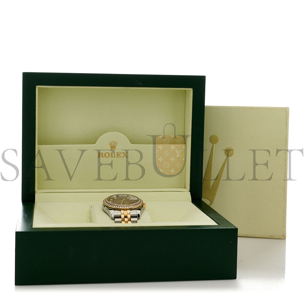 r*l*x stainless steel 18k yellow gold Di*m*nd black mother of pearl 36mm oyster perpetual datejust watch 116243