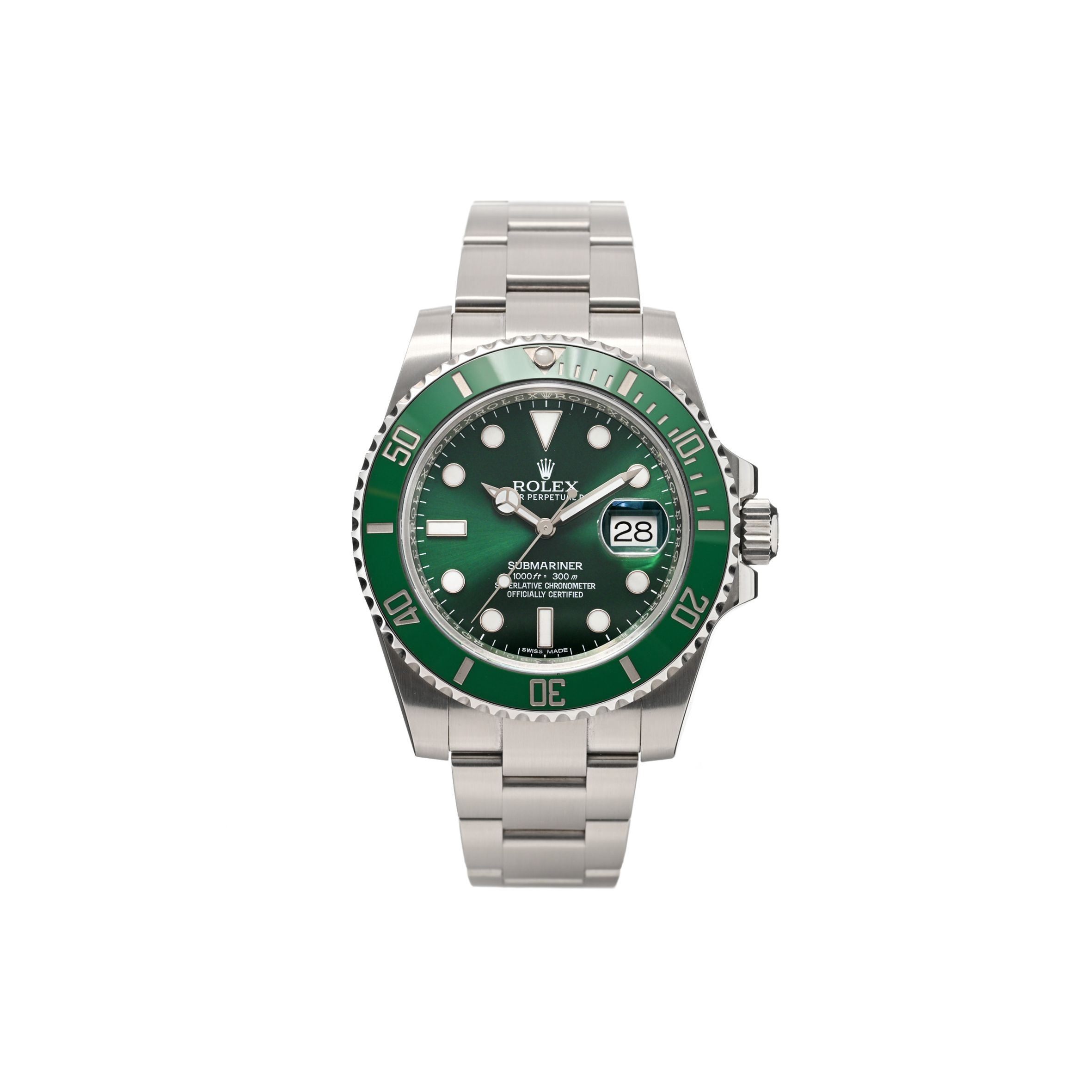 R*l*x stainless steel 40mm oyster perpetual submariner date &quot;hulk&quot; watch green 116610lv