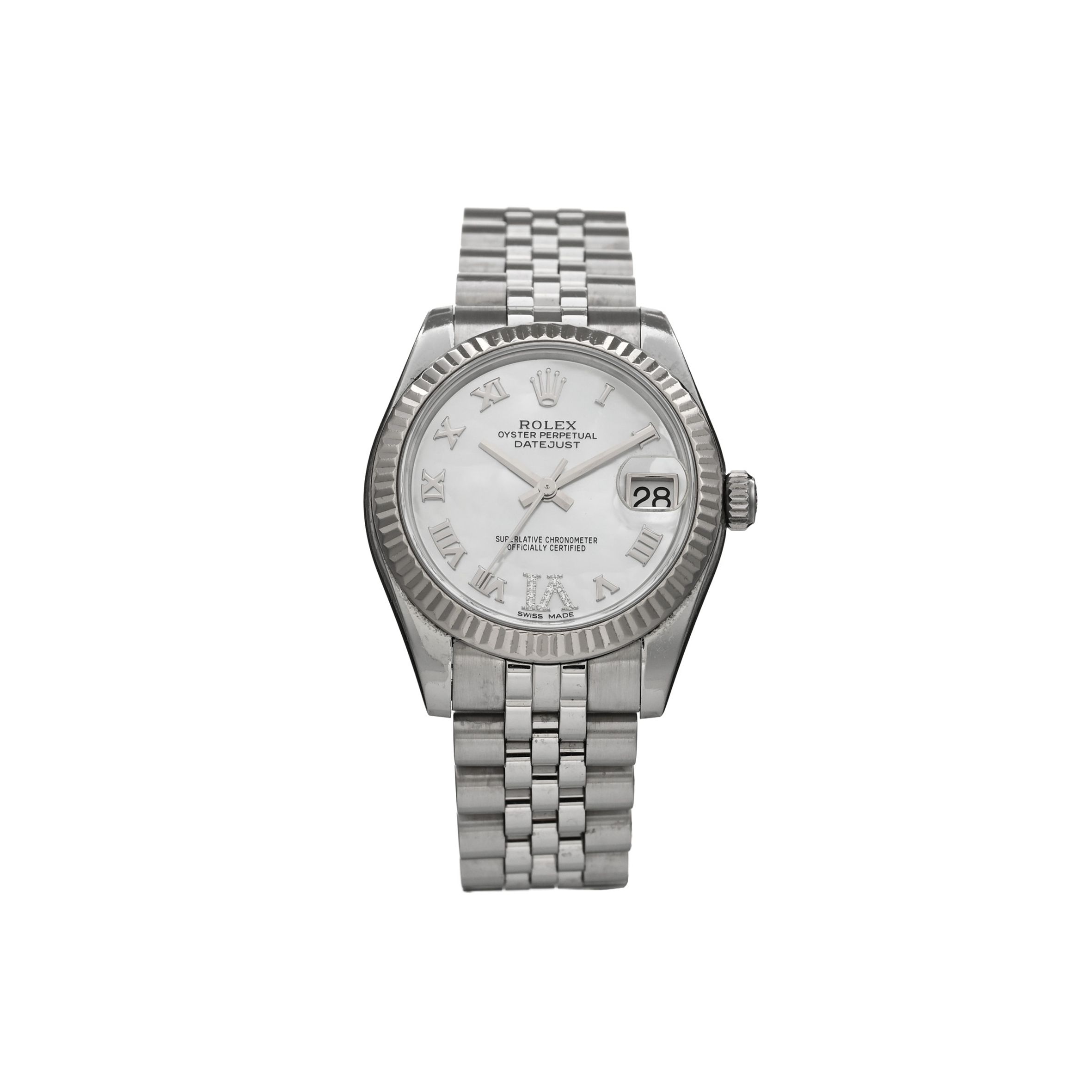 r*l*x stainless steel 18k white gold Di*m*nd mother of pearl 31mm oyster perpetual datejust watch roman 178274