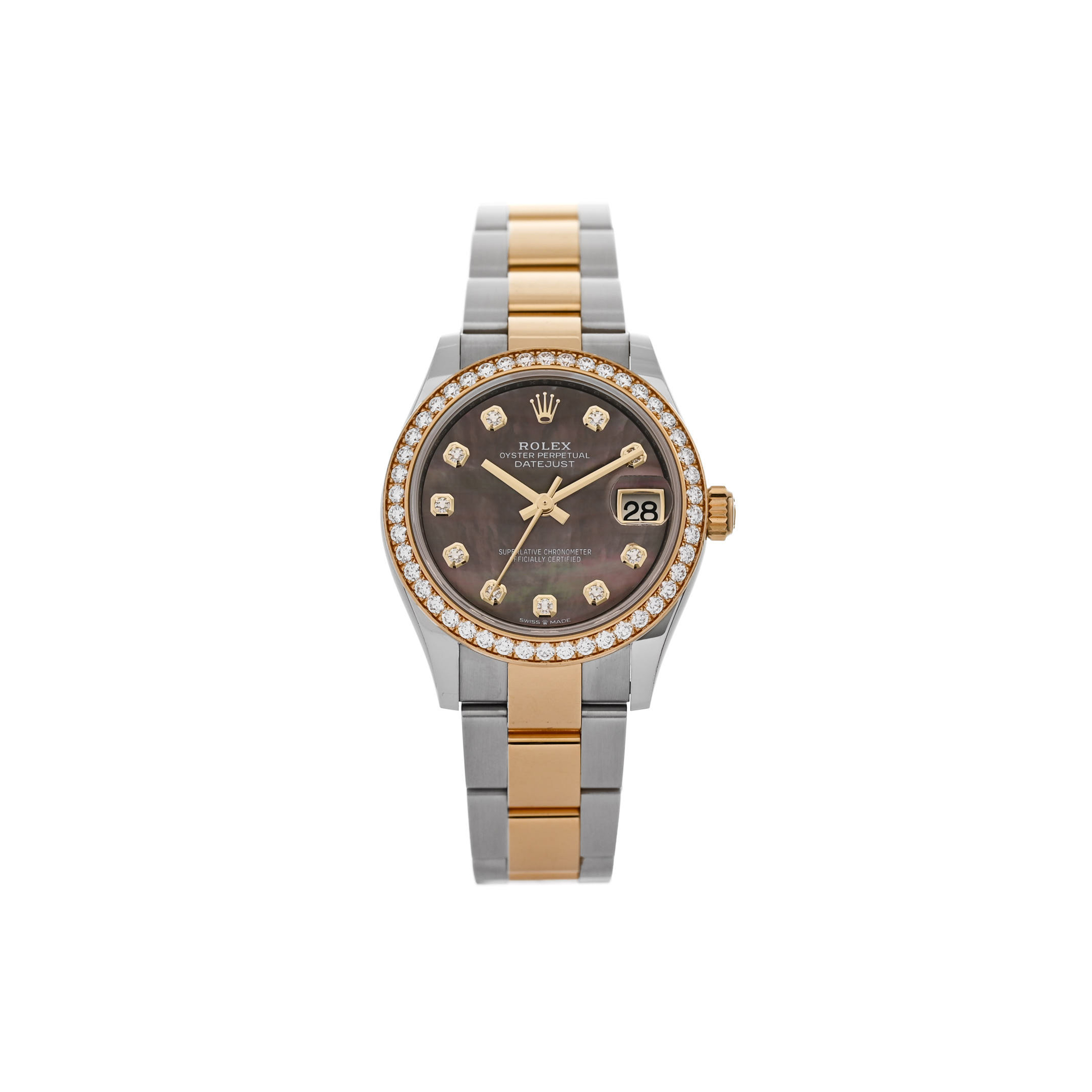 r*l*x stainless steel 18k yellow gold Di*m*nd black mother of pearl 31mm oyster perpetual datejust watch 278383rbr