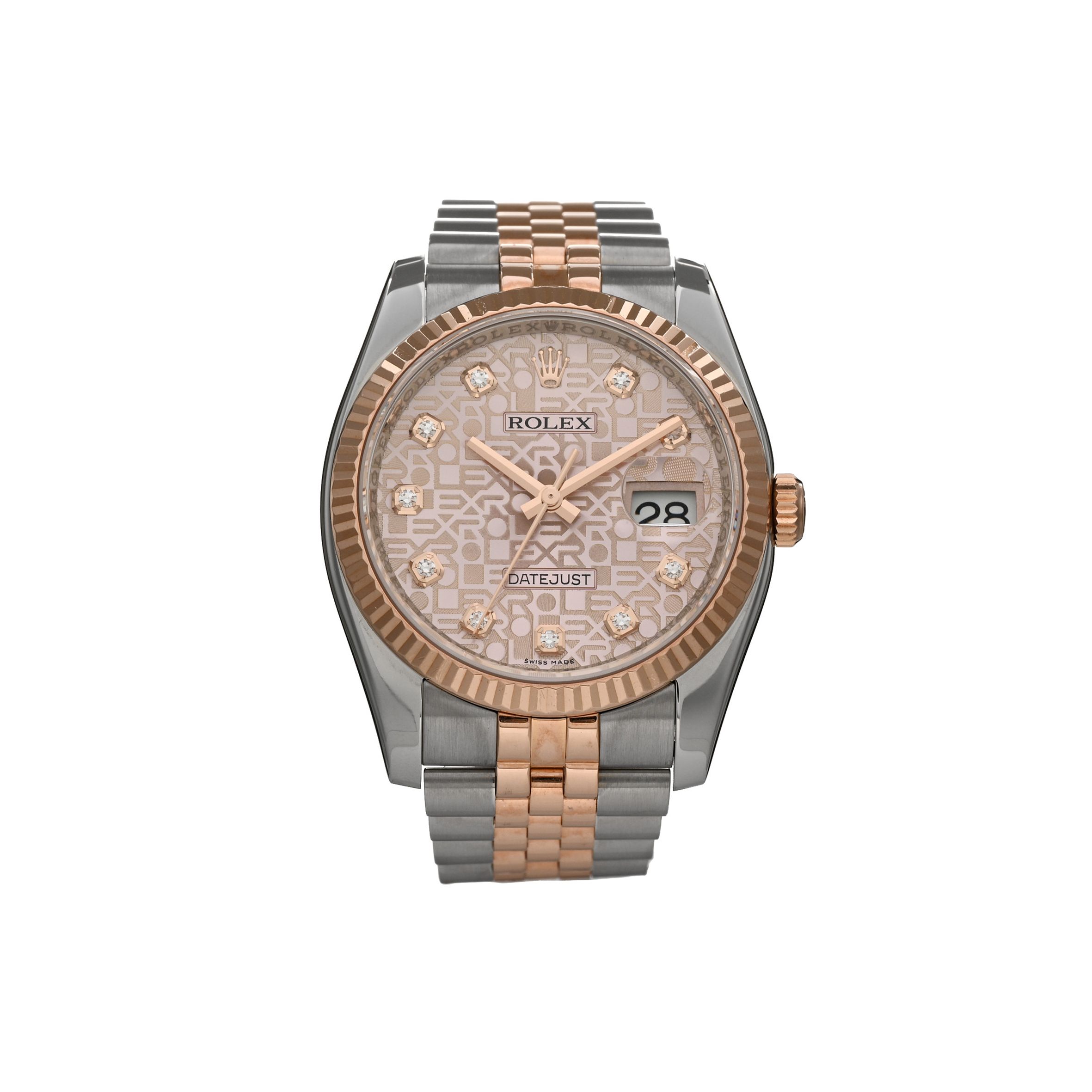 r*l*x stainless steel 18k everose gold Di*m*nd 36mm oyster perpetual datejust watch pink jubilee 116231