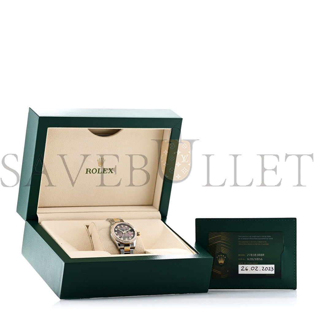 r*l*x stainless steel 18k yellow gold Di*m*nd black mother of pearl 31mm oyster perpetual datejust watch 278383rbr