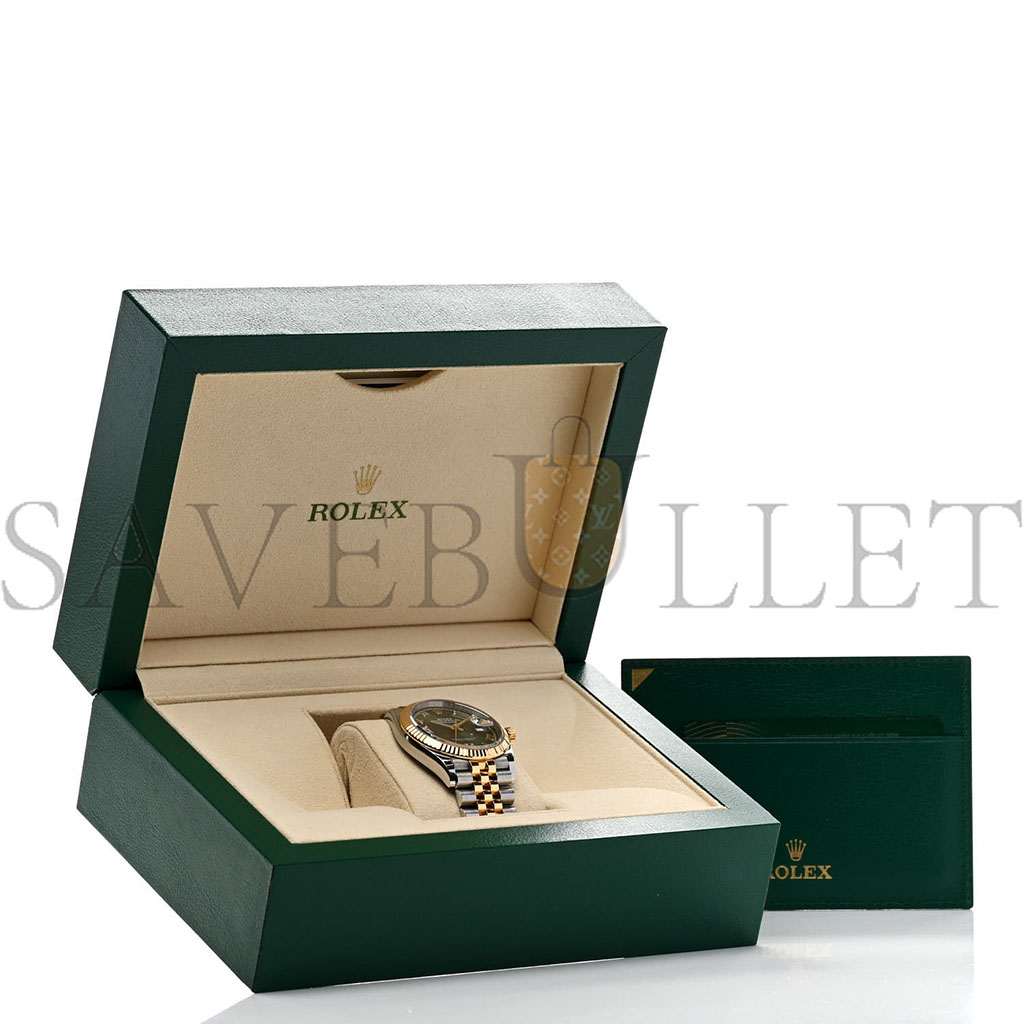 r*l*x stainless steel 18k yellow gold Di*m*nd 36mm oyster perpetual datejust watch olive green roman 126233