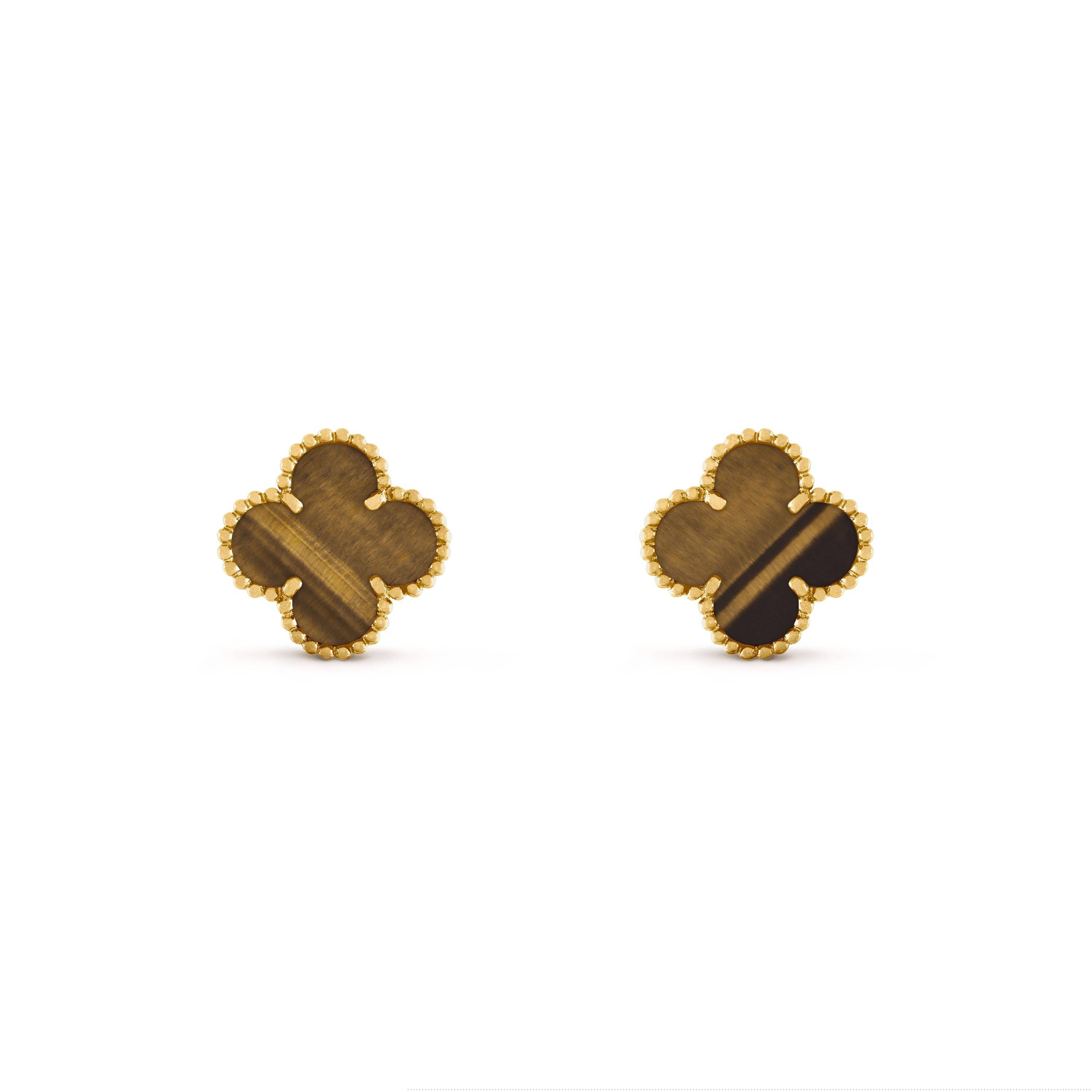 V*N CL*F arpels vintage alhambra earrings - yellow gold, tiger eye  vcard40500