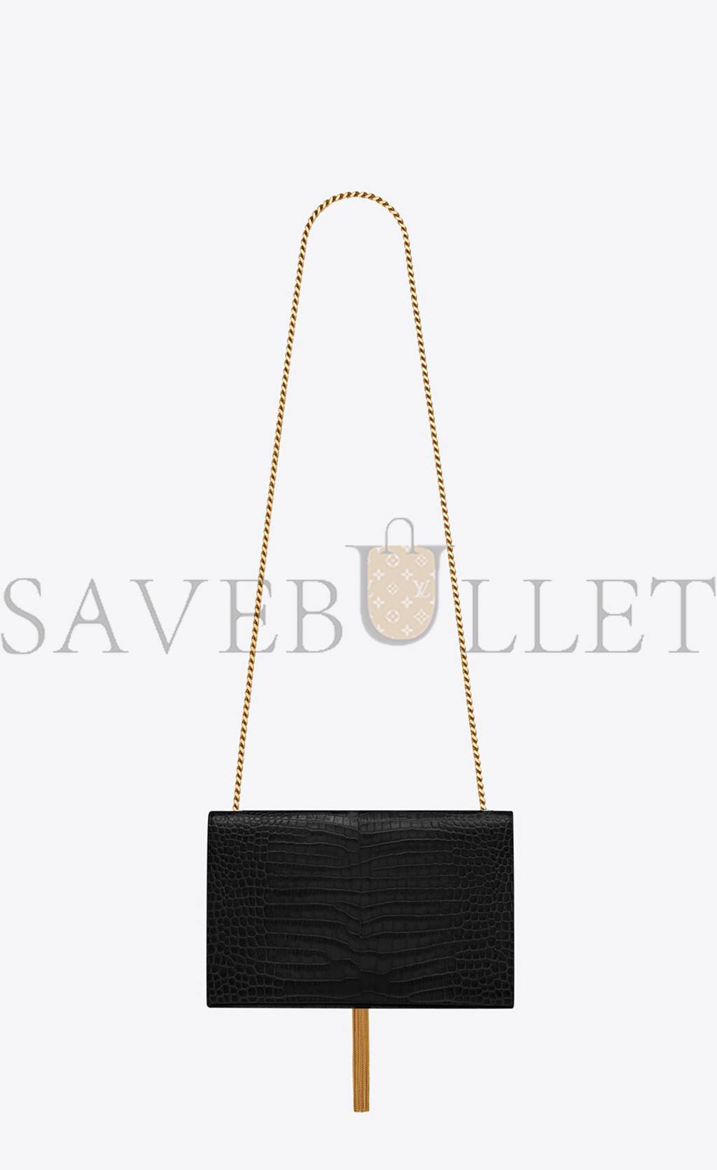 Y*L kate medium chain bag with tassel in crocodile-embossed shiny leather 354119dnd0j1000 (24*14.5*5.5cm)