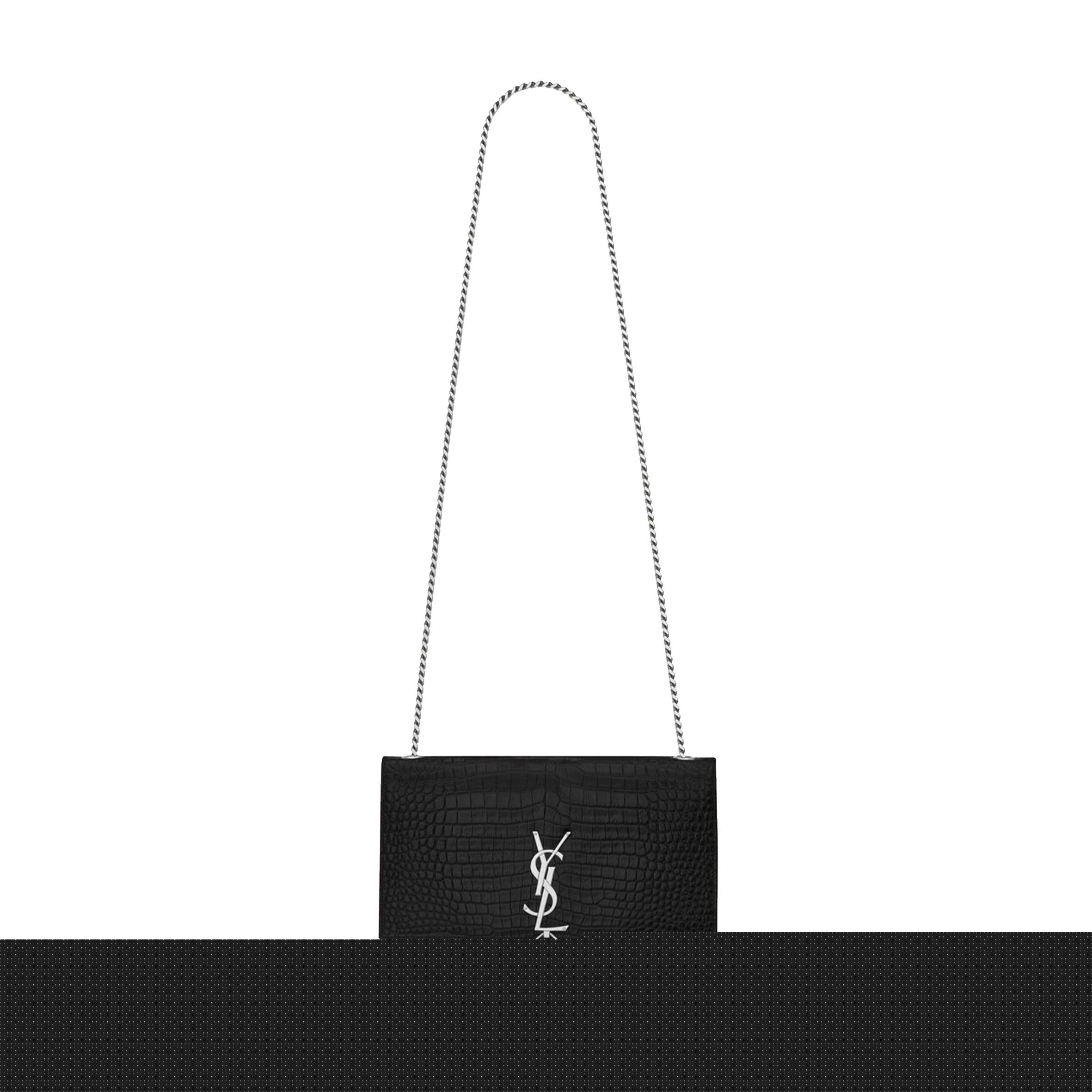 Y*L kate medium chain bag with tassel in embossed crocodile shiny leather 354119dnd0n1000 (24*14.5*5.5cm)