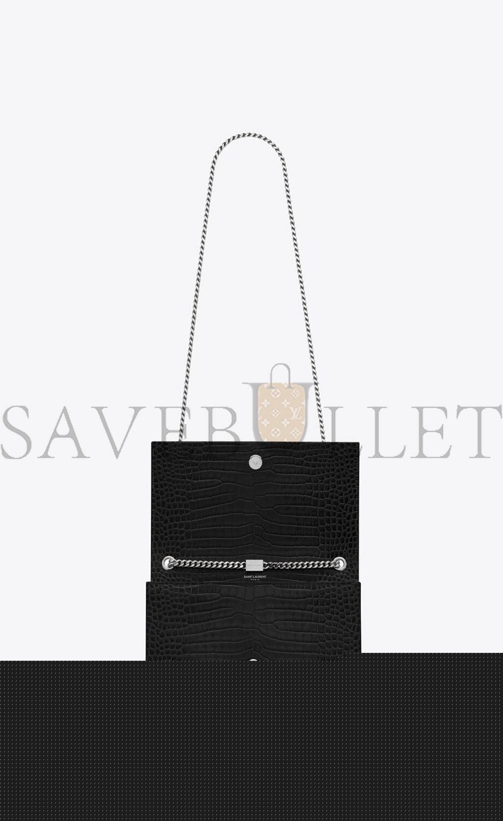 Y*L kate medium chain bag with tassel in embossed crocodile shiny leather 354119dnd0n1000 (24*14.5*5.5cm)