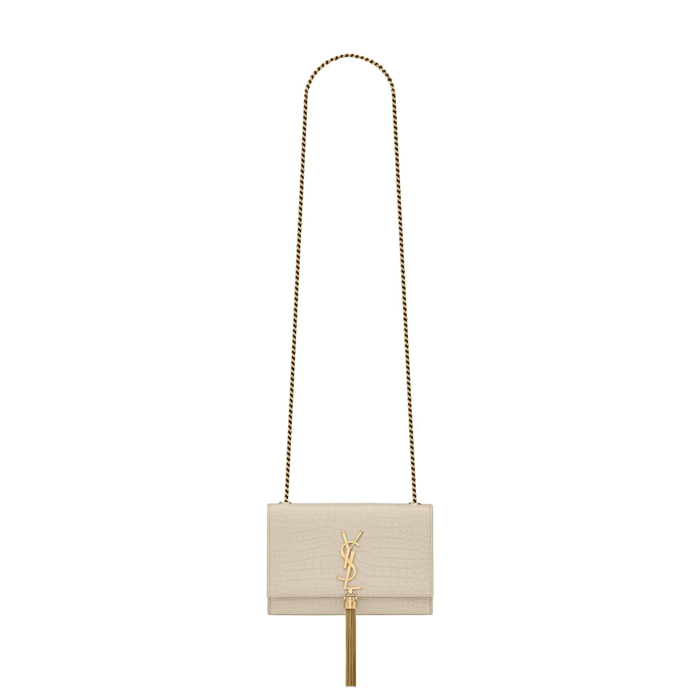 Y*L kate small chain bag with tassel in crocodile-embossed shiny leather 474366dnd0j9207 (20*12.5*5cm)