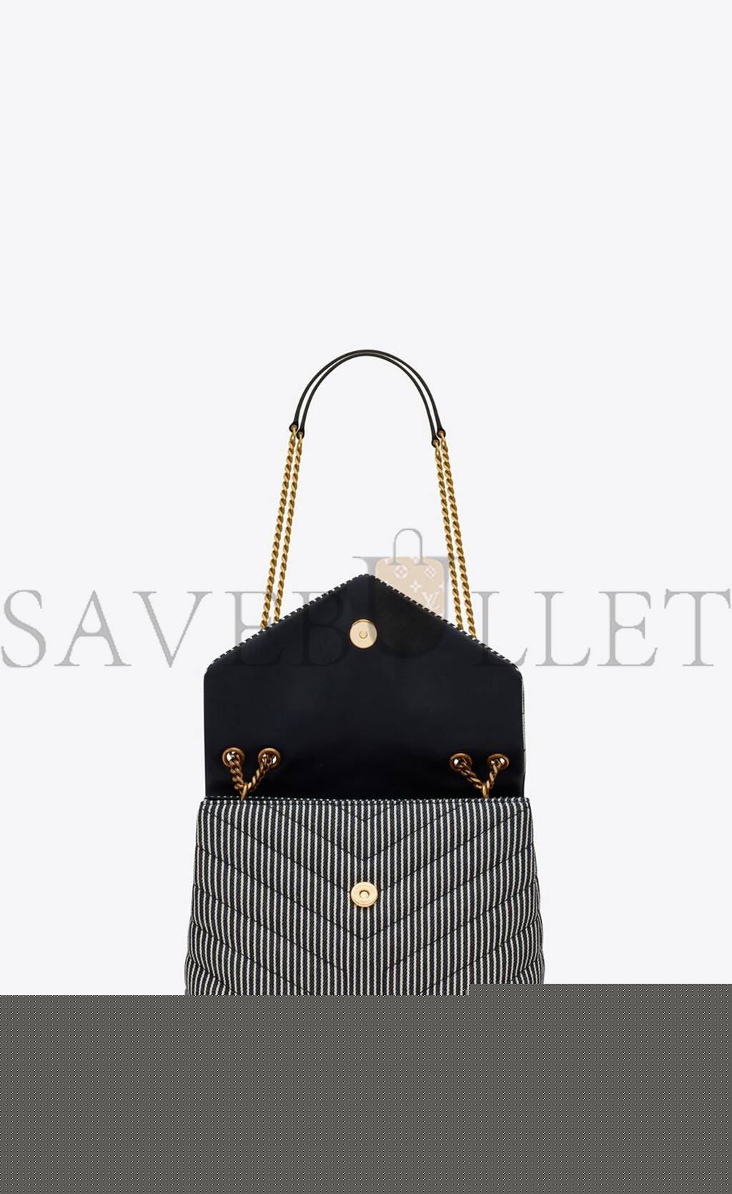 Y*L loulou small chain bag in quilted striped denim 494699faa7g4165 (23*17*9cm)