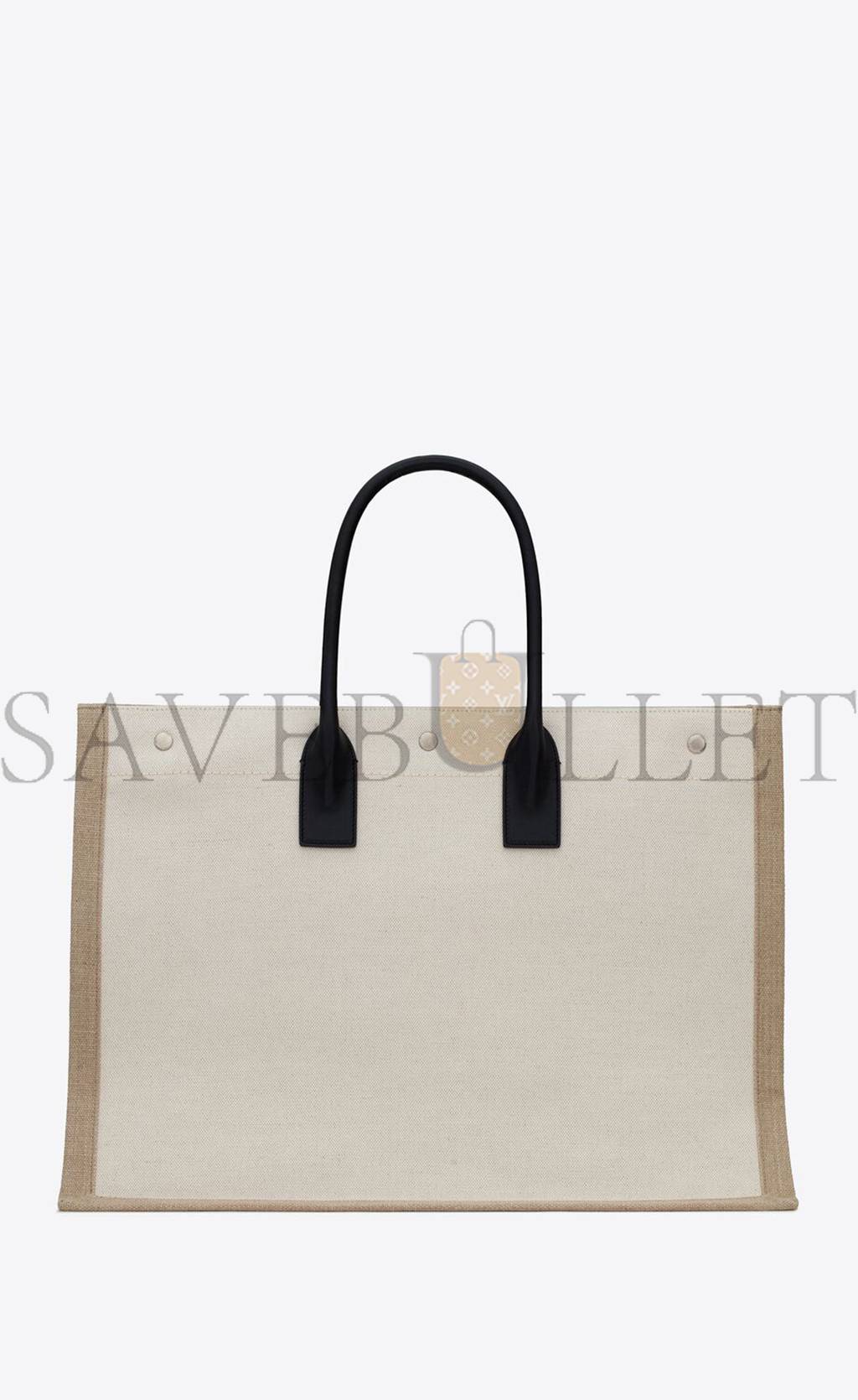 Y*L rive gauche tote bag in linen and leather 499290faabr9054 (48*36*16cm)