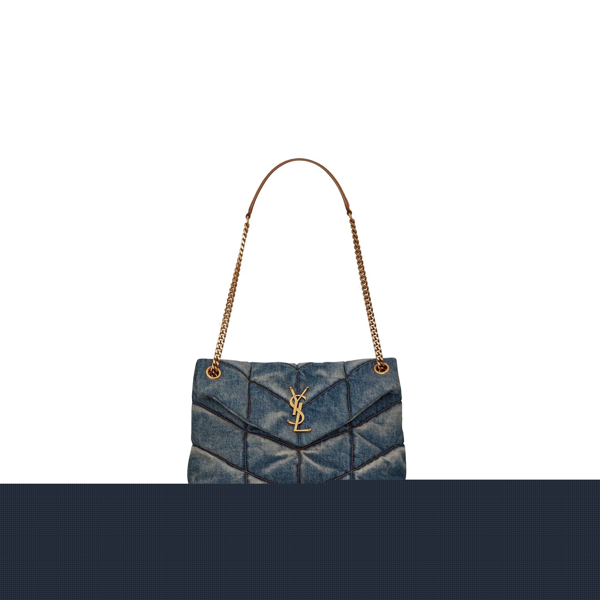 Y*L puffer small chain bag in quilted vintage denim and suede 5774762pt674575 (29*17*11cm)