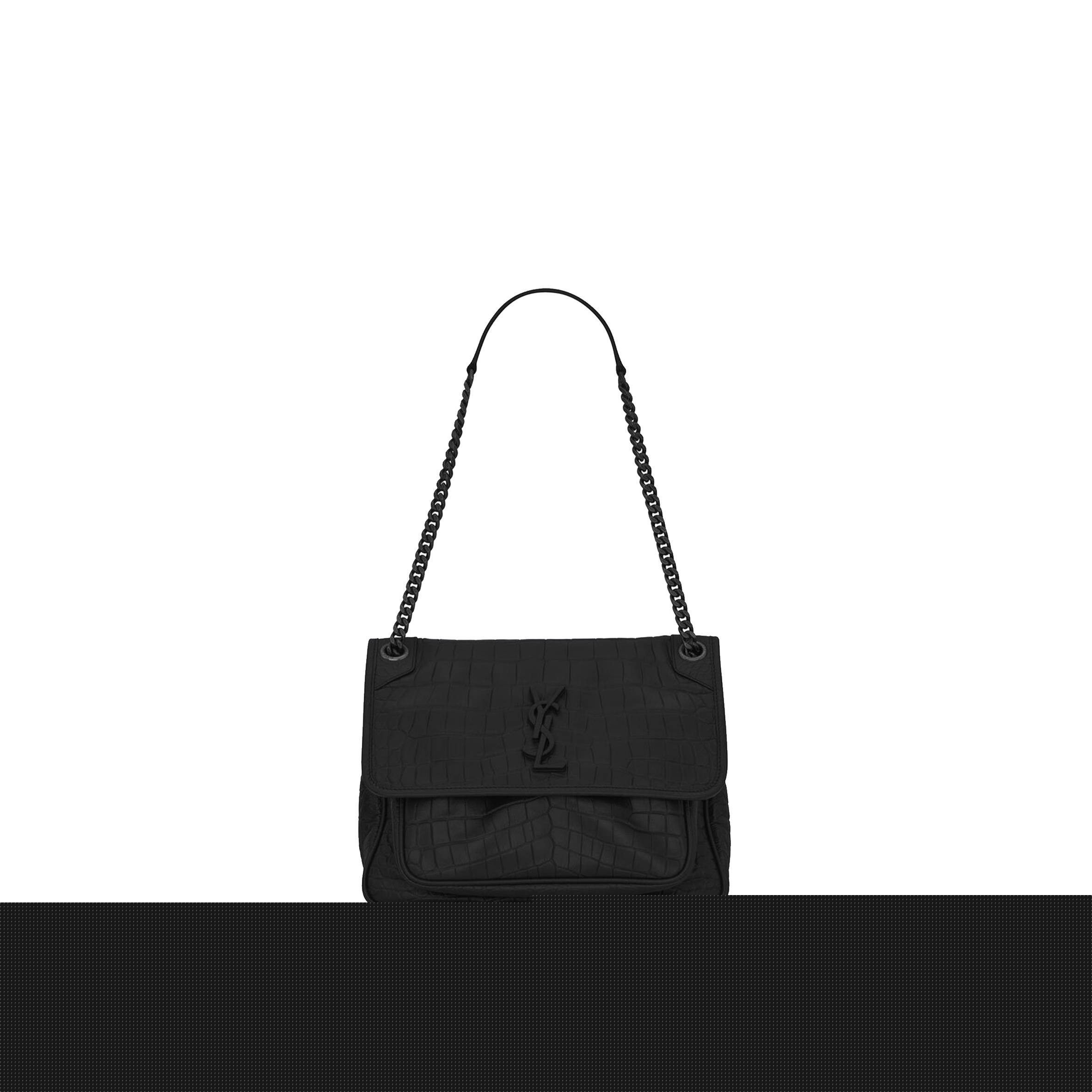 Y*L niki medium chain bag in crocodile-embossed leather 6331501k00u1000 (28*20*8.5cm)