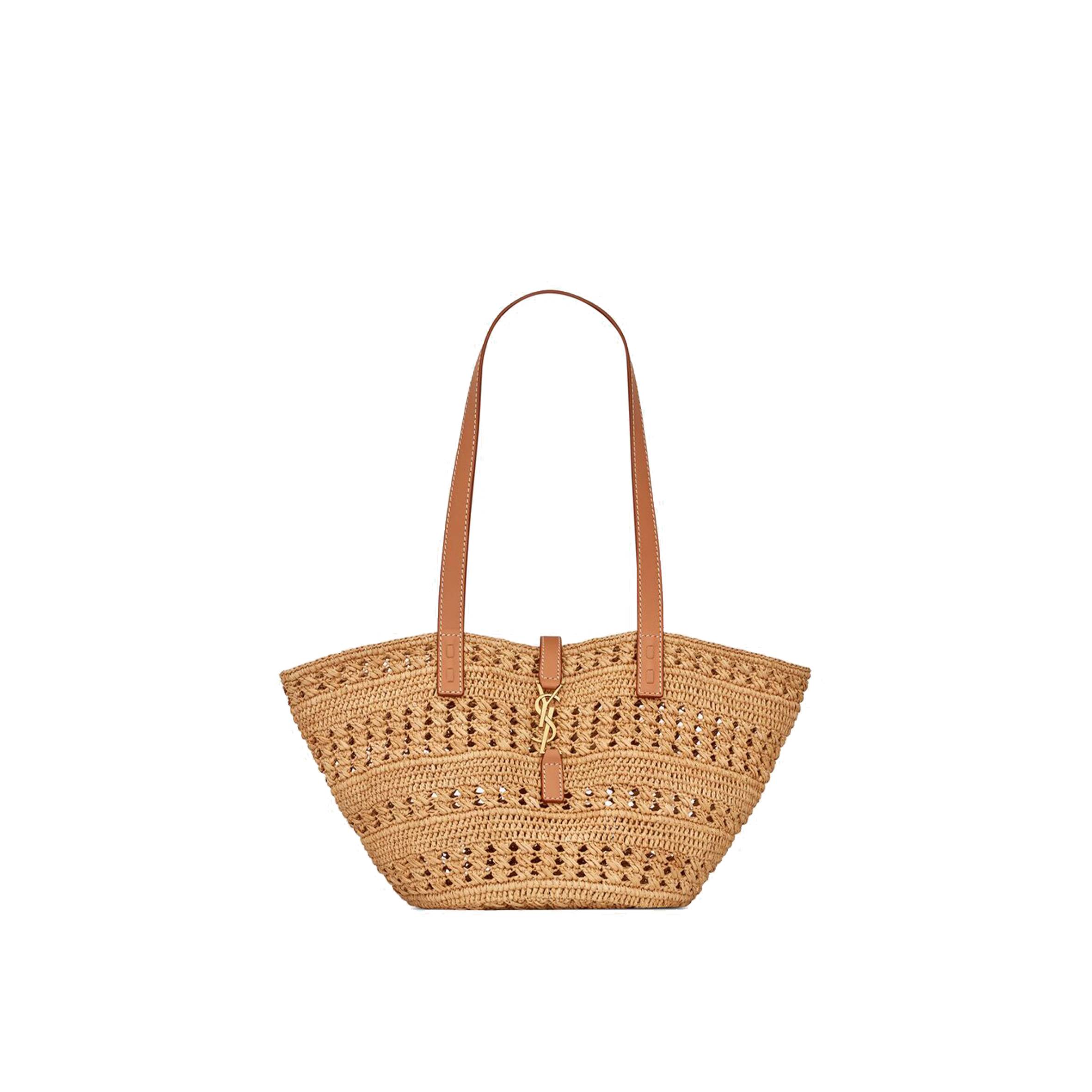 Y*L panier small bag in crochet raffia and smooth leather 685618gaaac2080 (38*21*20cm)