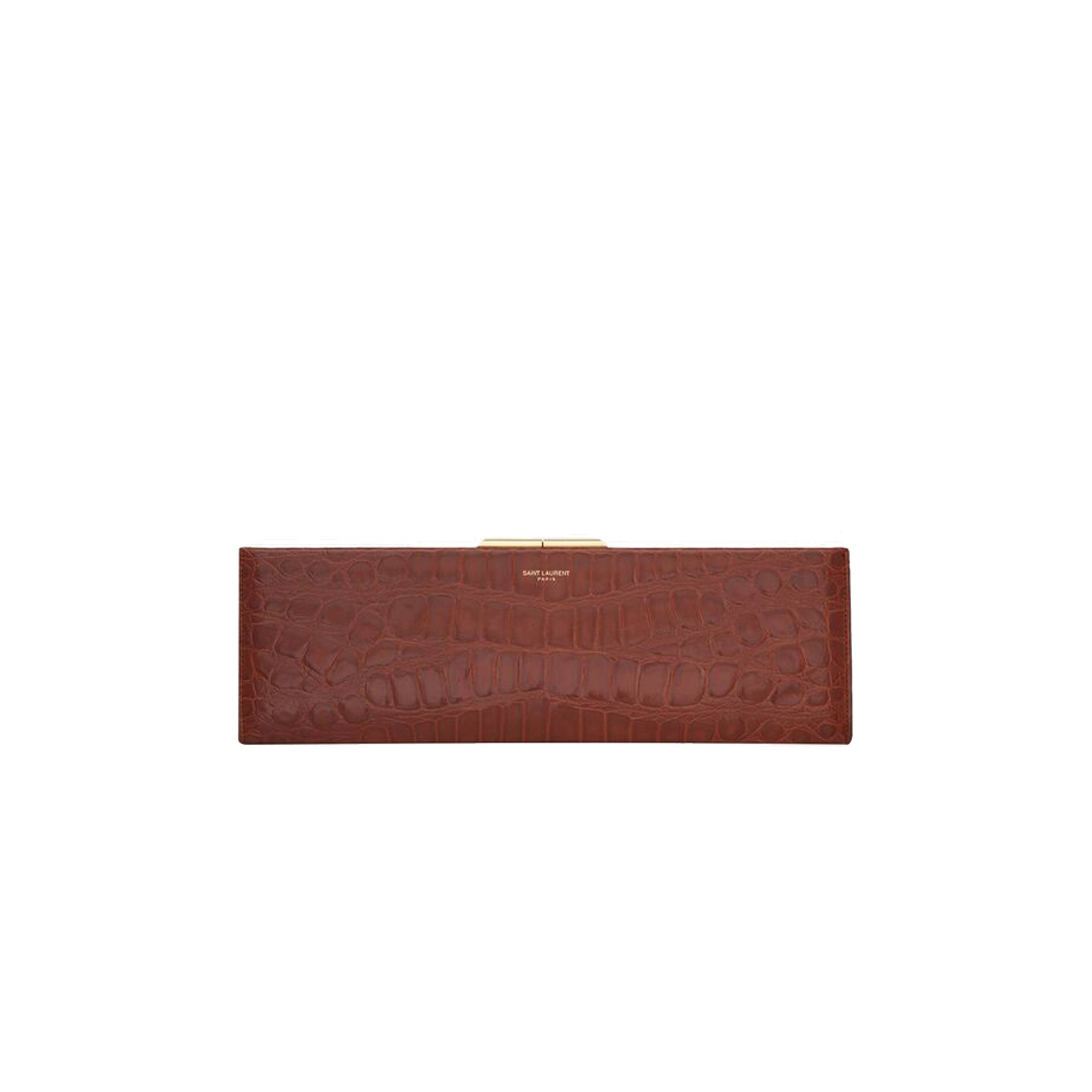Y*L midnight large clutch in crocodile-embossed lacquered leather 6976582us1j2582 (33*10.5*4/1.5cm)