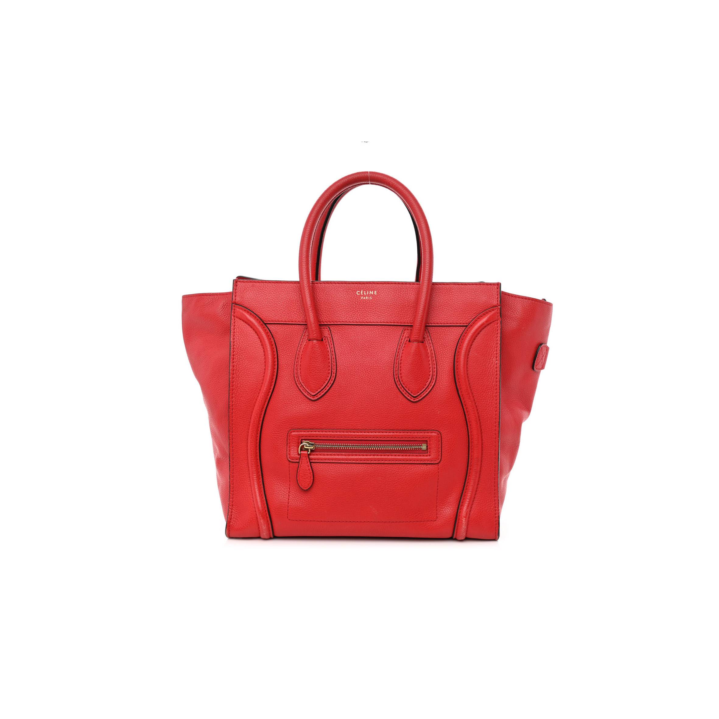 Ce**e drummed calfskin mini luggage coquelicot (32*30*18cm)