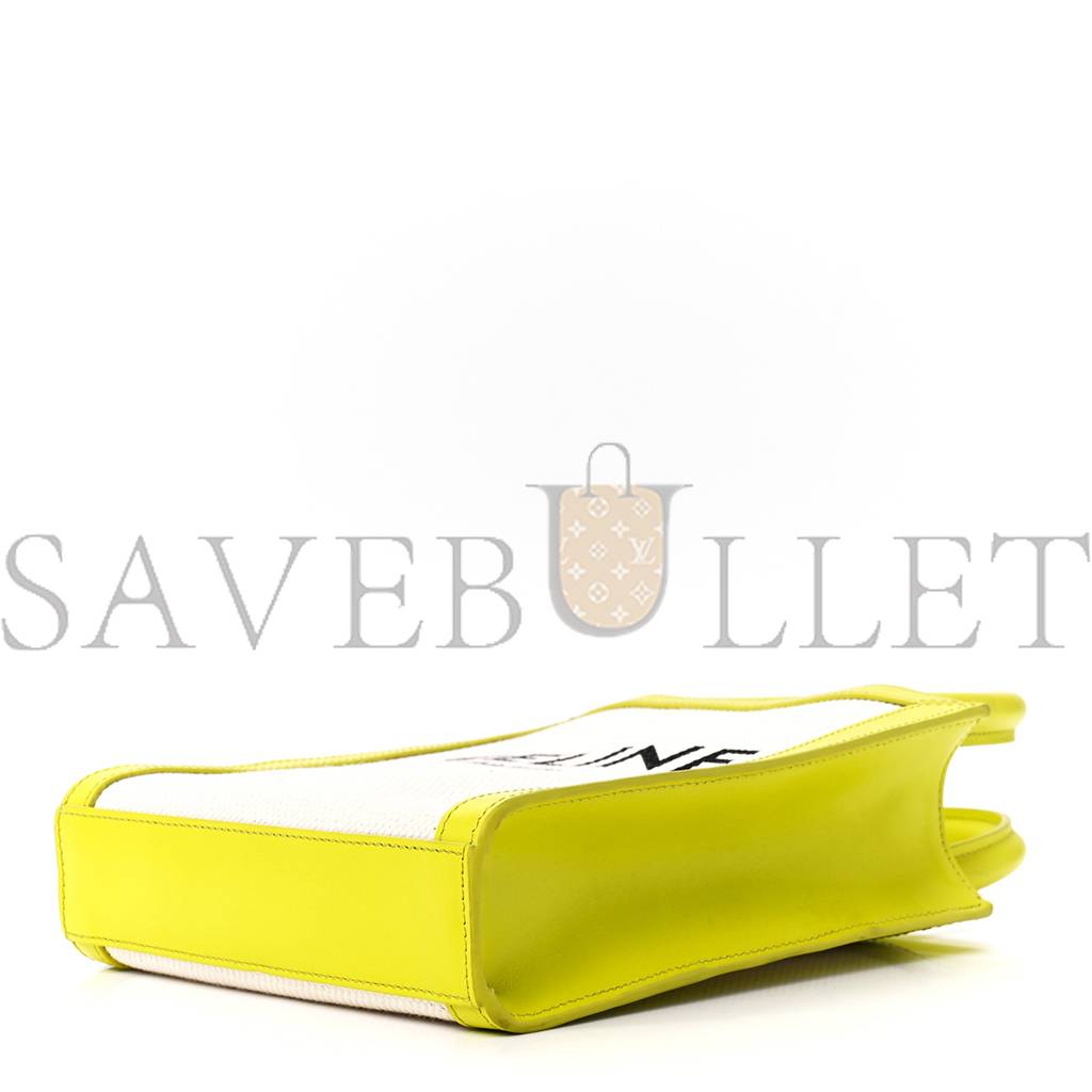 Ce**e canvas calfskin mini vertical cabas neon yellow (20*17*4cm)