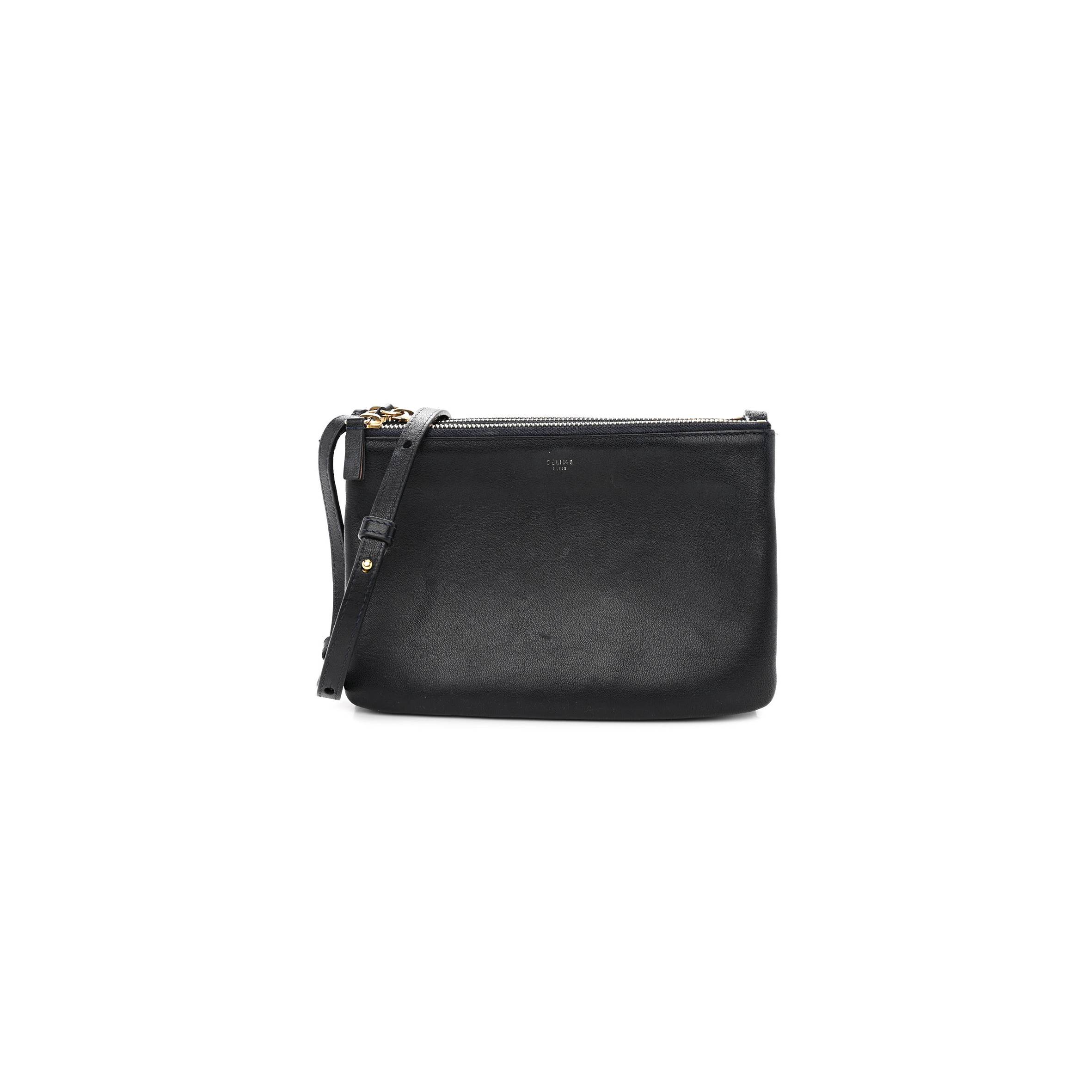 Ce**e lambskin small trio crossbody bag black (22*15*3cm)