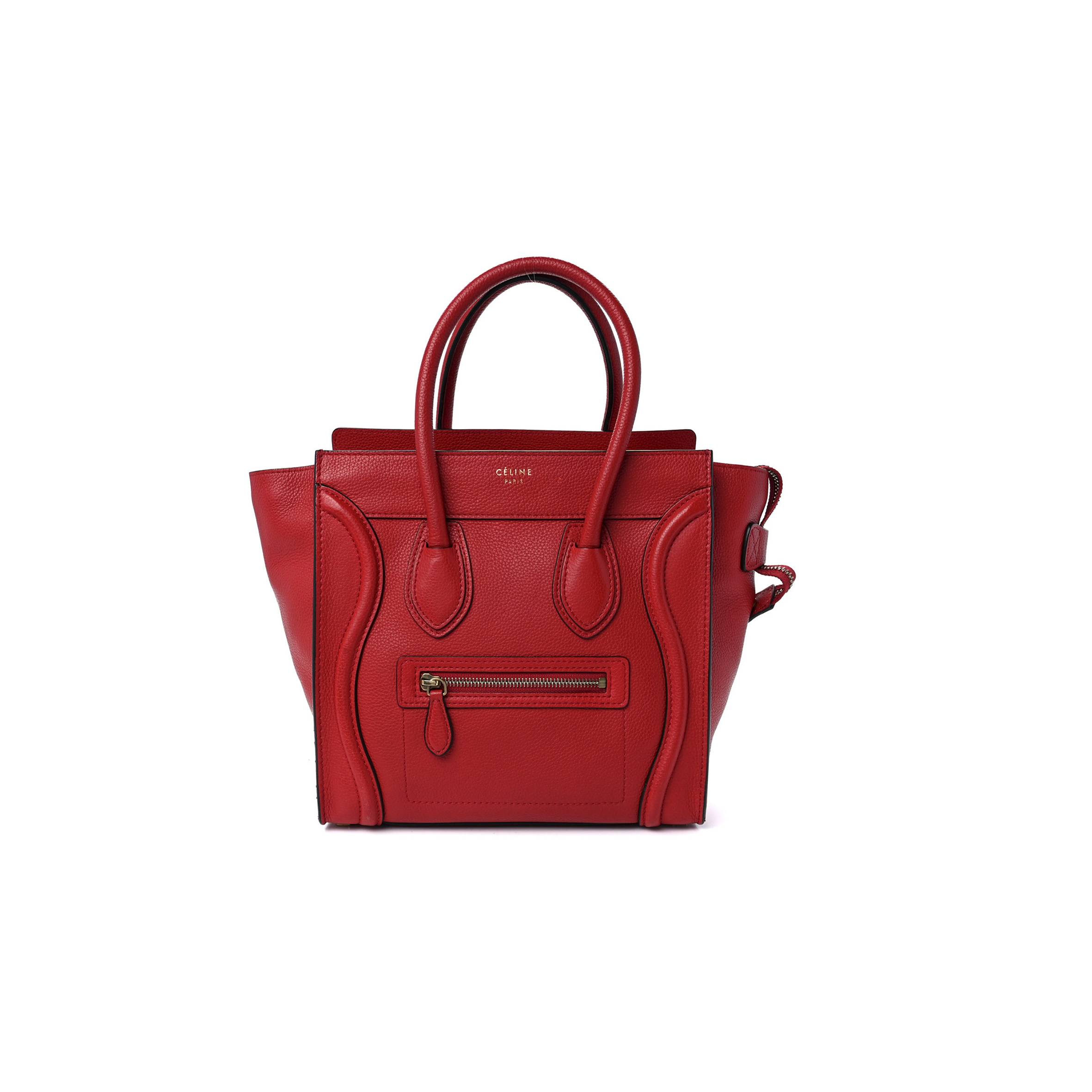 Ce**e drummed calfskin micro luggage red (26*25*13cm)