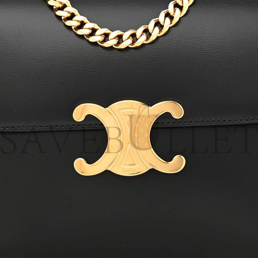 Ce**e shiny calfskin college triomphe black (20*16*6cm)