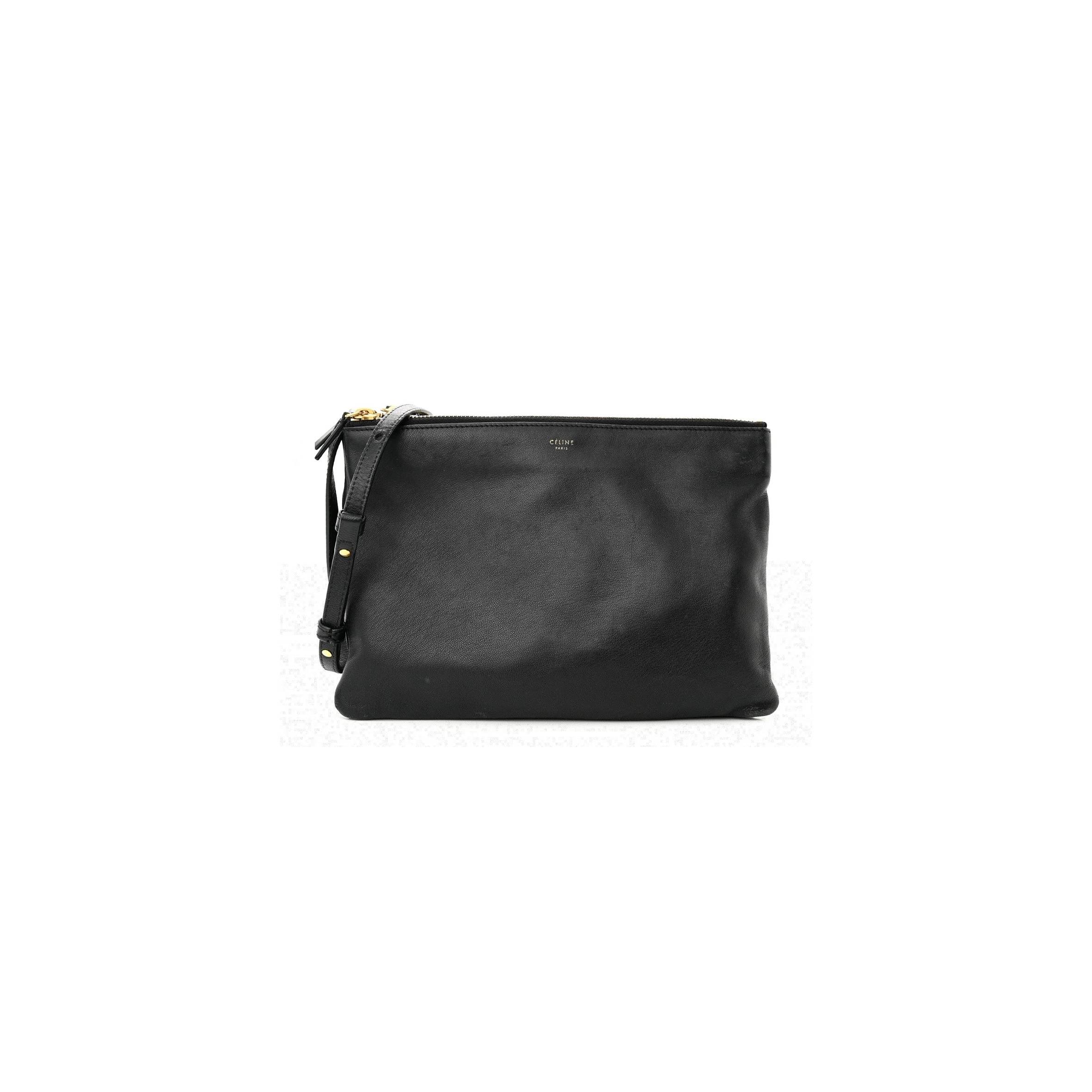 Ce**e lambskin small trio crossbody bag black (22*15*4cm)v