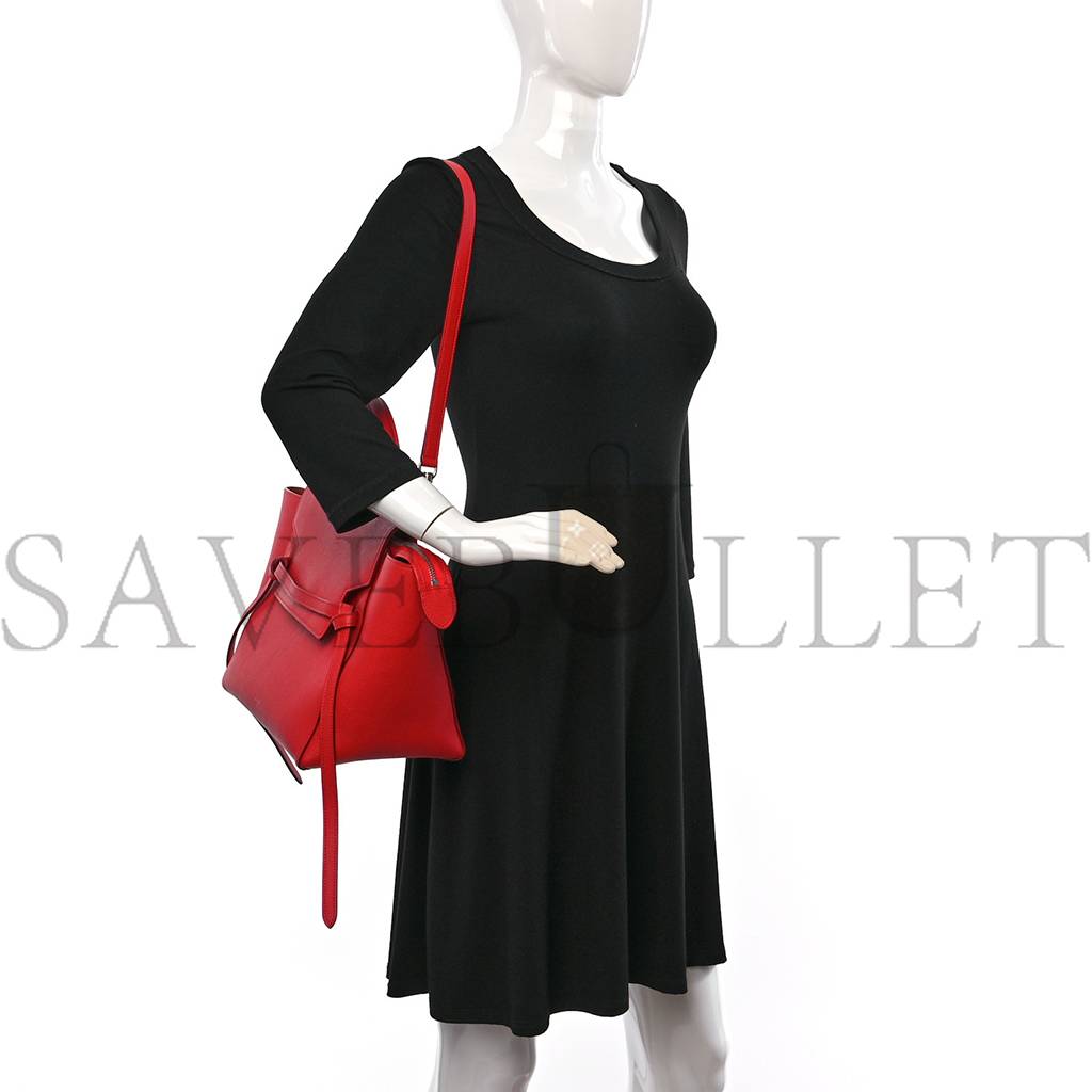 Ce**e grained calfskin mini belt bag coquelicot (32*30*18cm)