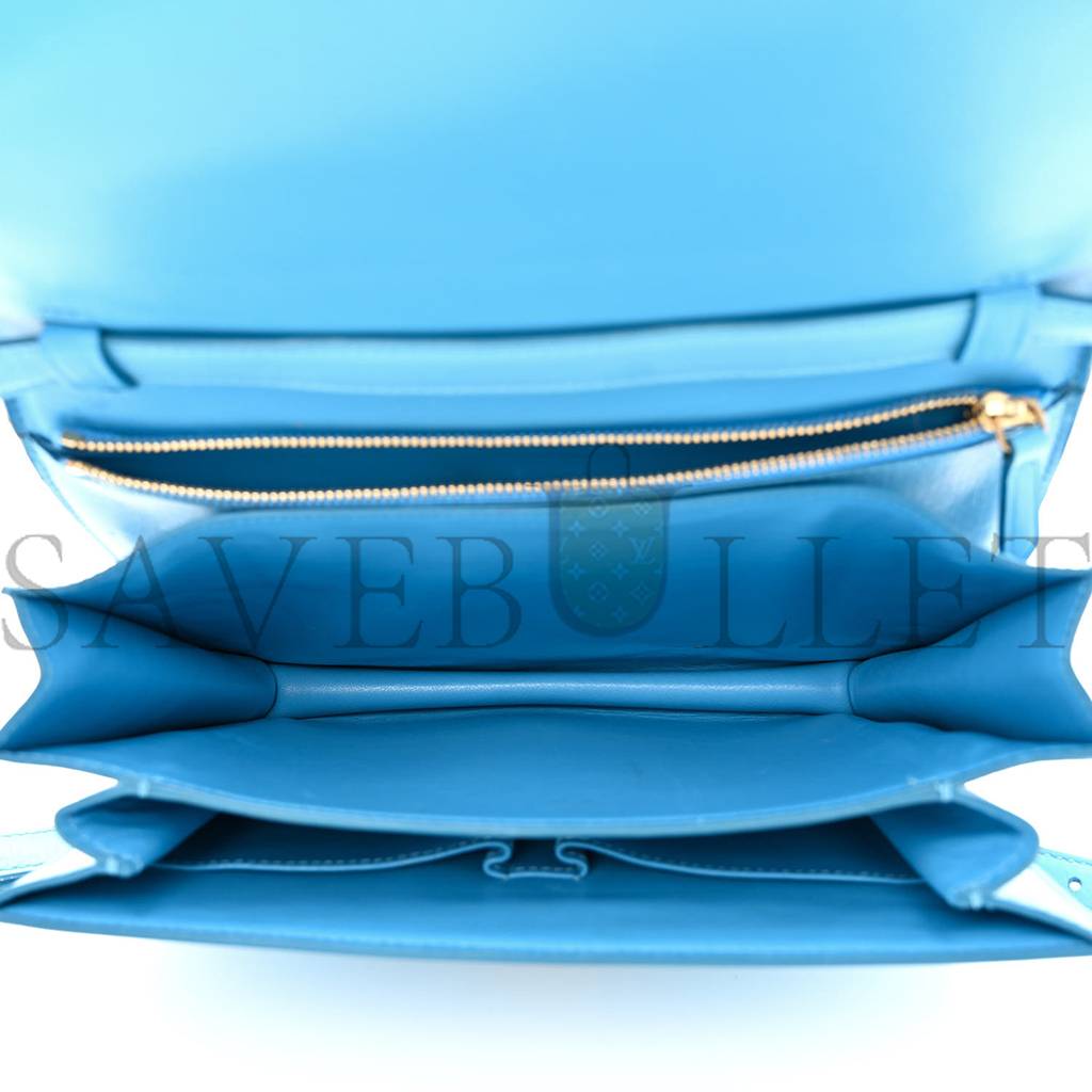 Ce**e box calfskin medium classic box flap bag blue (23*18*6cm)