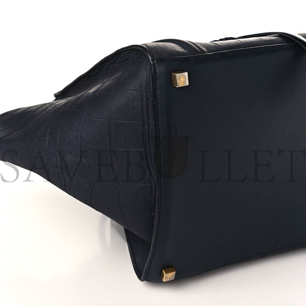 Ce**e crocodile embossed calfskin medium phantom luggage navy blue (30*27*24cm)