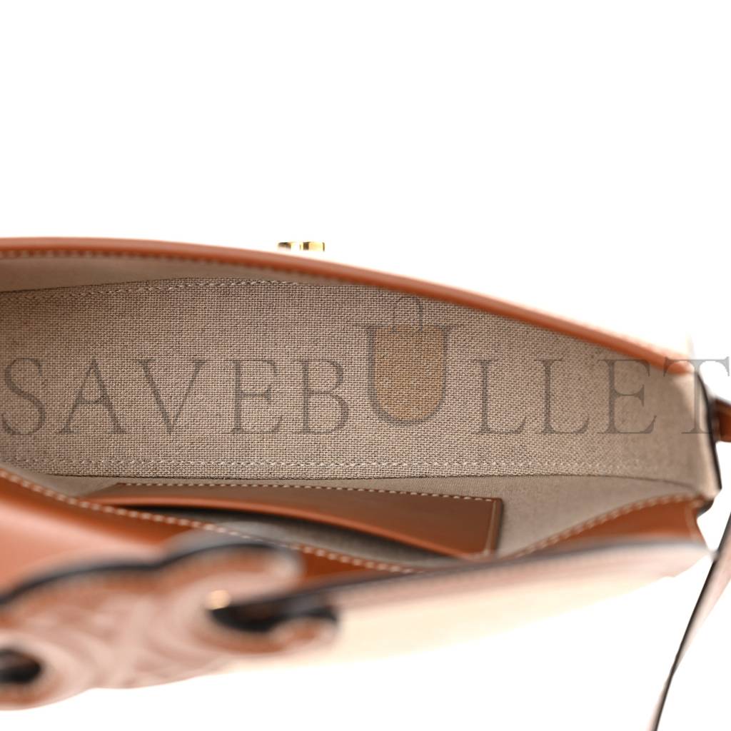 Ce**e textile calfskin triomphe besace natural tan (22*14*6cm)