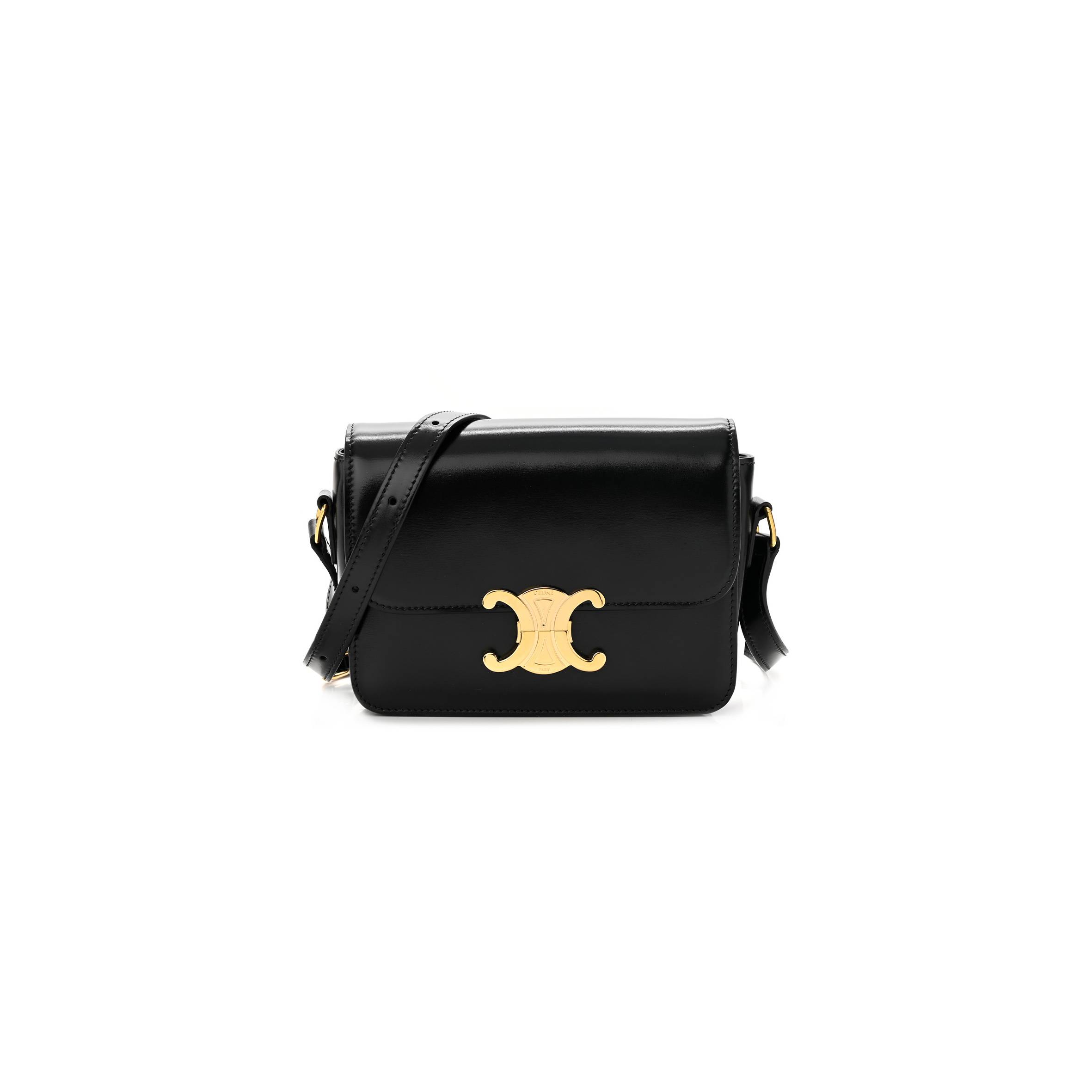 Ce**e shiny calfskin teen triomphe black (18*13*6cm)