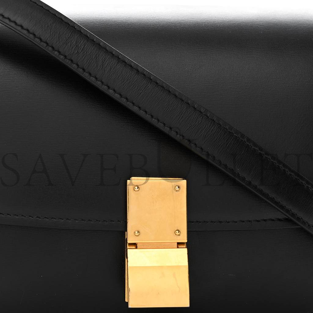 Ce**e box calfskin small classic box flap bag black (17*13*8cm)