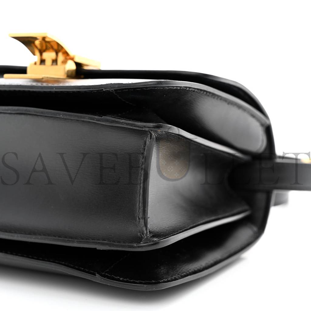 Ce**e box calfskin small classic box flap bag black (17*13*8cm)