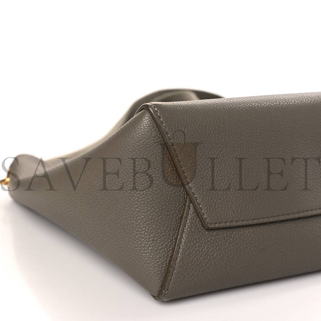 Ce**e soft grained calfskin small sangle bucket bag taupe (25*18*12cm)