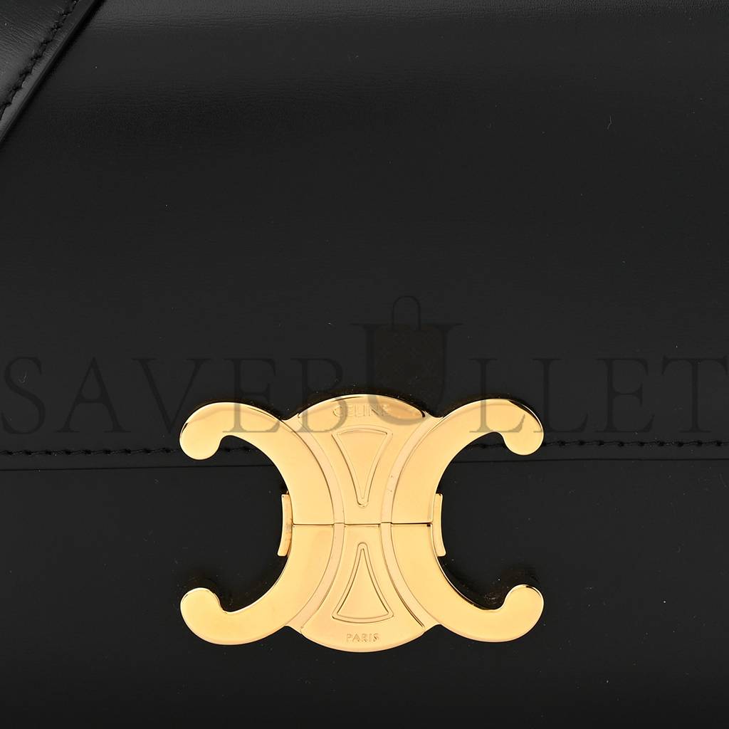 Ce**e shiny calfskin teen triomphe black (19*14*6cm)