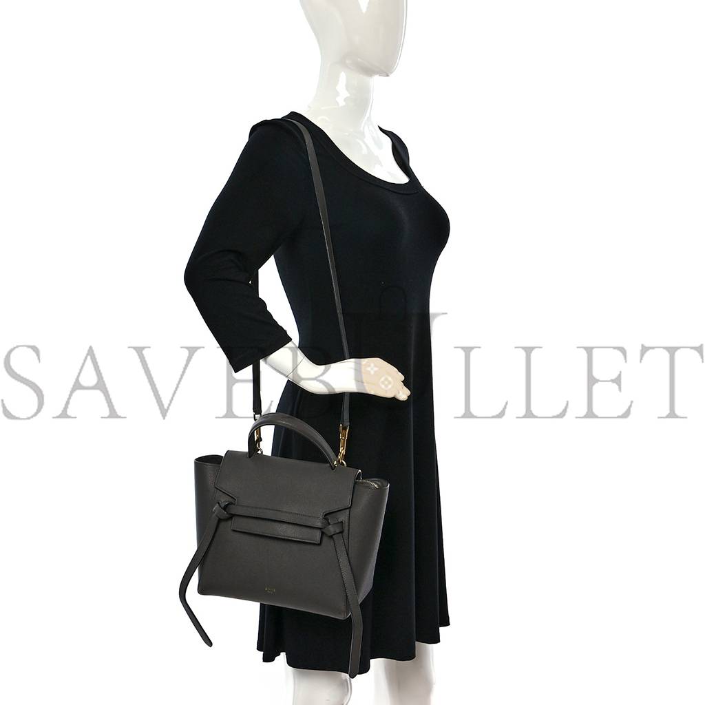 Ce**e grained calfskin micro belt bag grey (24*21*14cm)