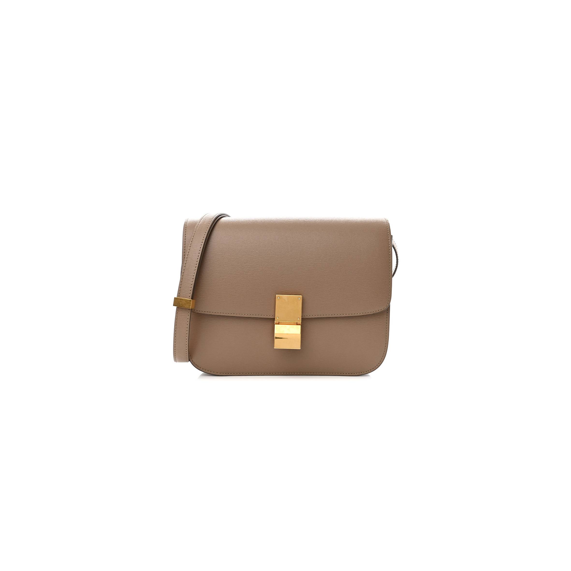 Ce**e liege calfskin medium classic box flap bag taupe (23*17*6cm)