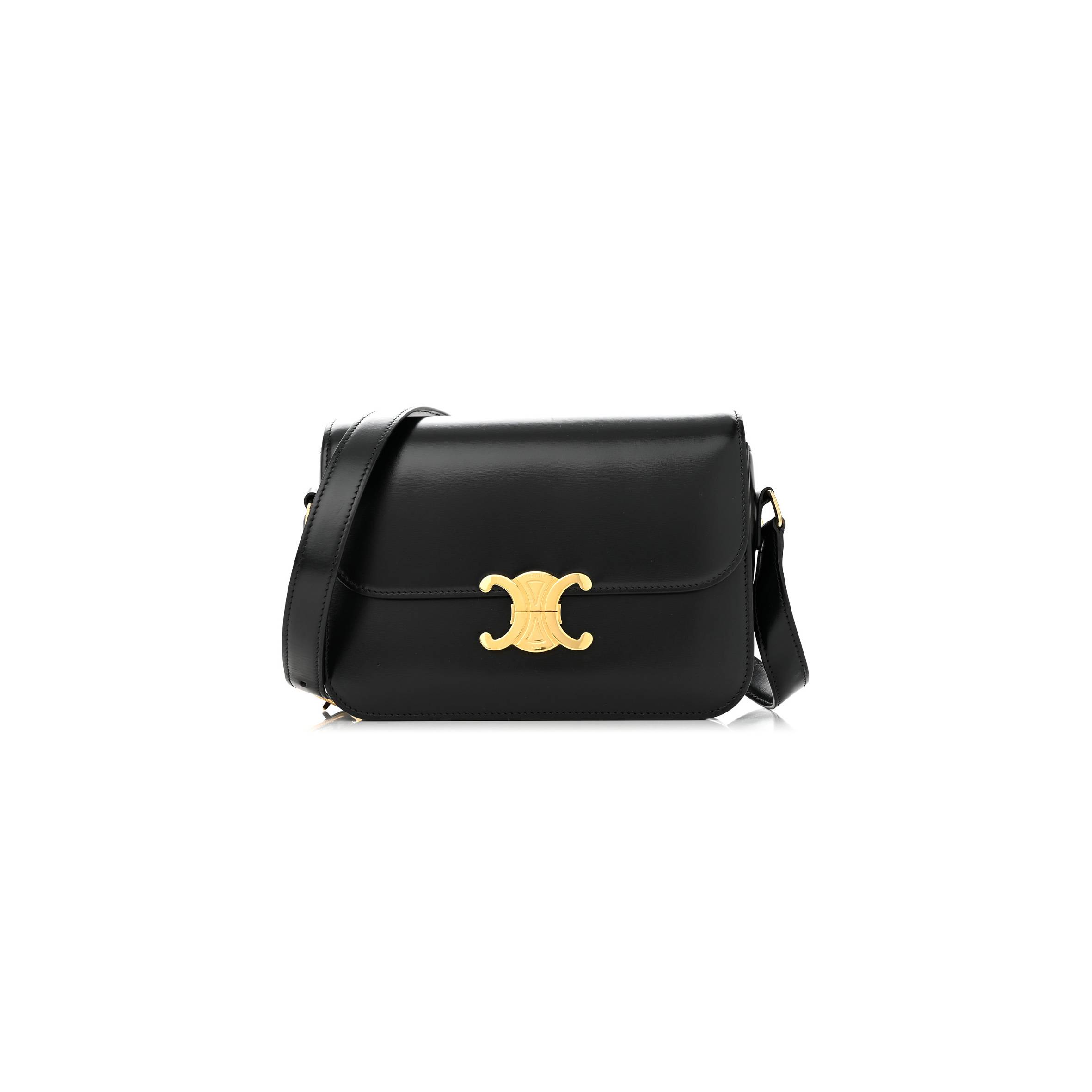Ce**e shiny calfskin medium triomphe black (23*15*5cm)