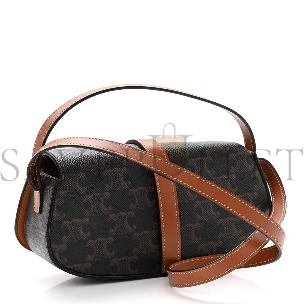 Ce**e triomphe canvas calfskin tabou clutch on strap tan (20*9*5cm)