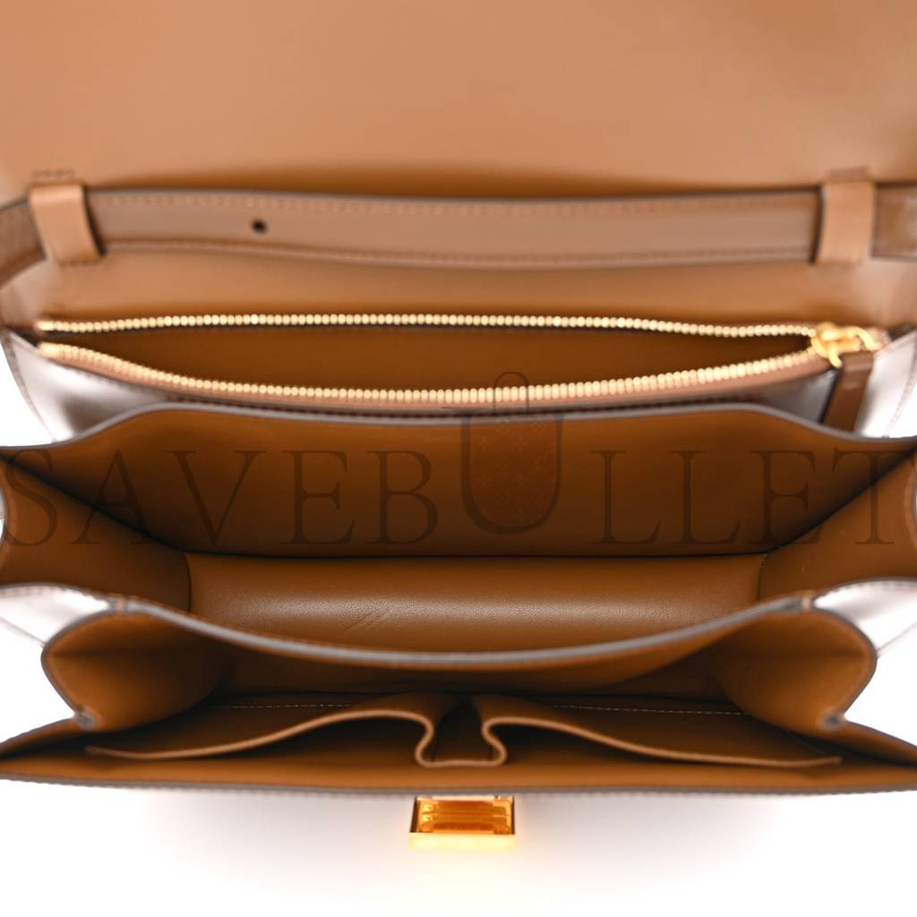 Ce**e box calfskin medium classic box flap bag camel (23*20*6cm)