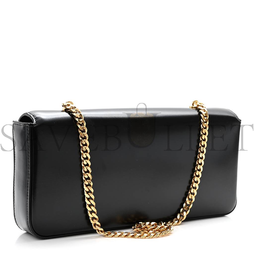 Ce**e shiny calfskin triomphe chain bag black (30*13*4cm)