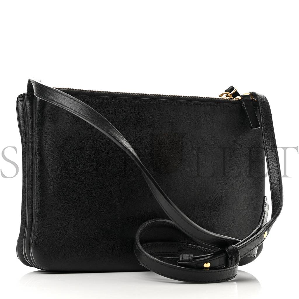 Ce**e lambskin small trio crossbody bag black (22*14*4cm)
