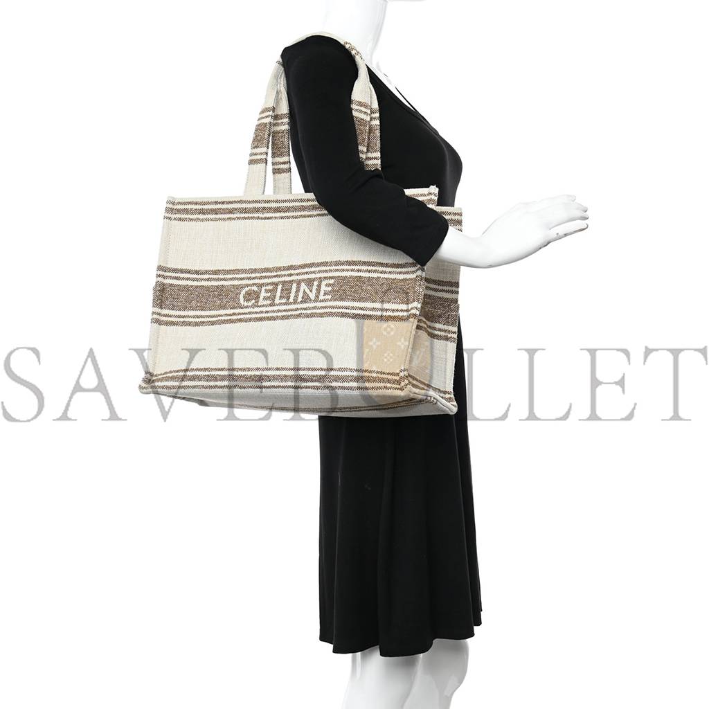 Ce**e canvas calfskin jacquard cabas tobacco tan (41*29*17cm)