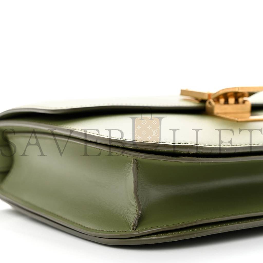 Ce**e box calfskin classic box medium flap bag army green (23*18*6cm)