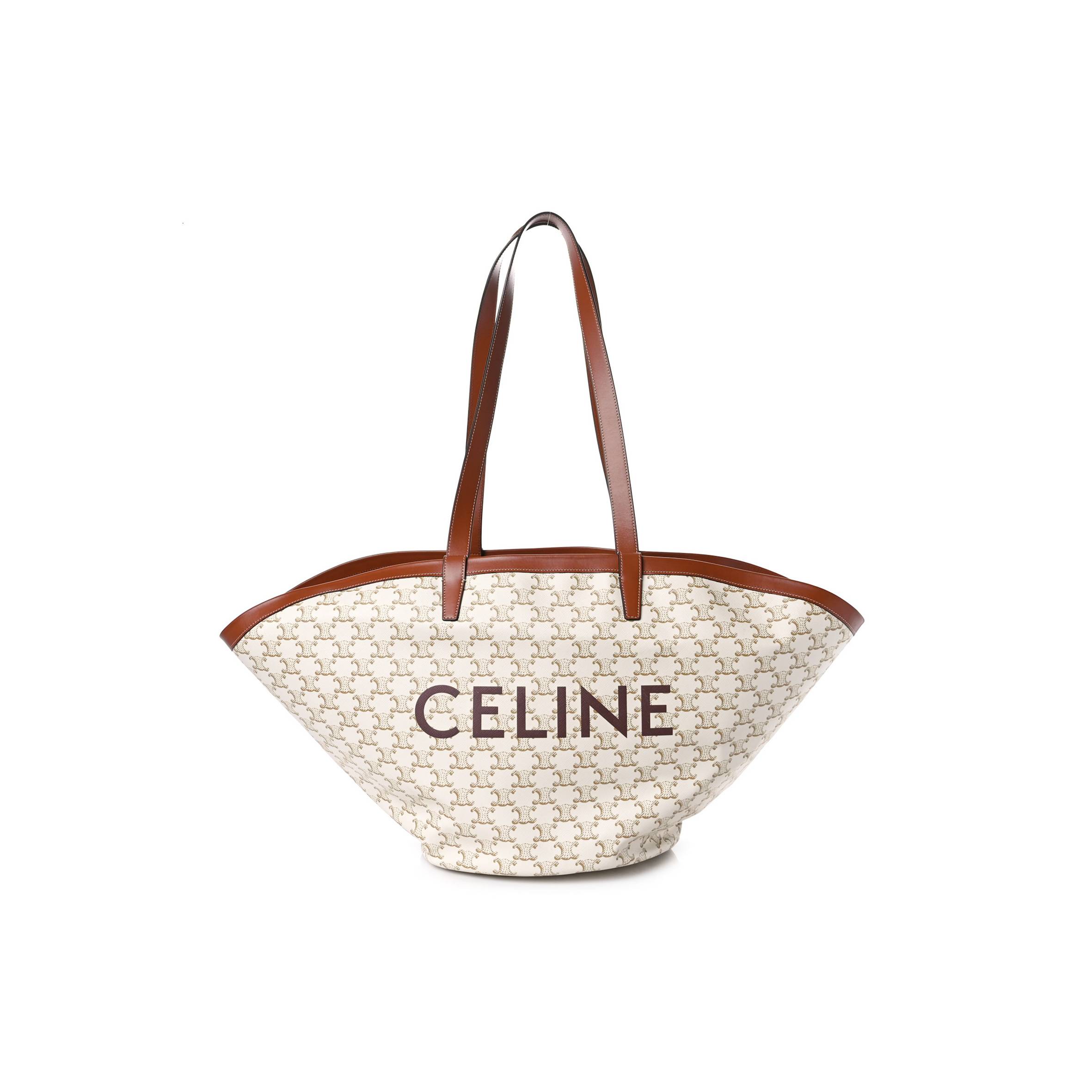 Ce**e calfskin canvas triomphe large couffin white (31*23*20cm)